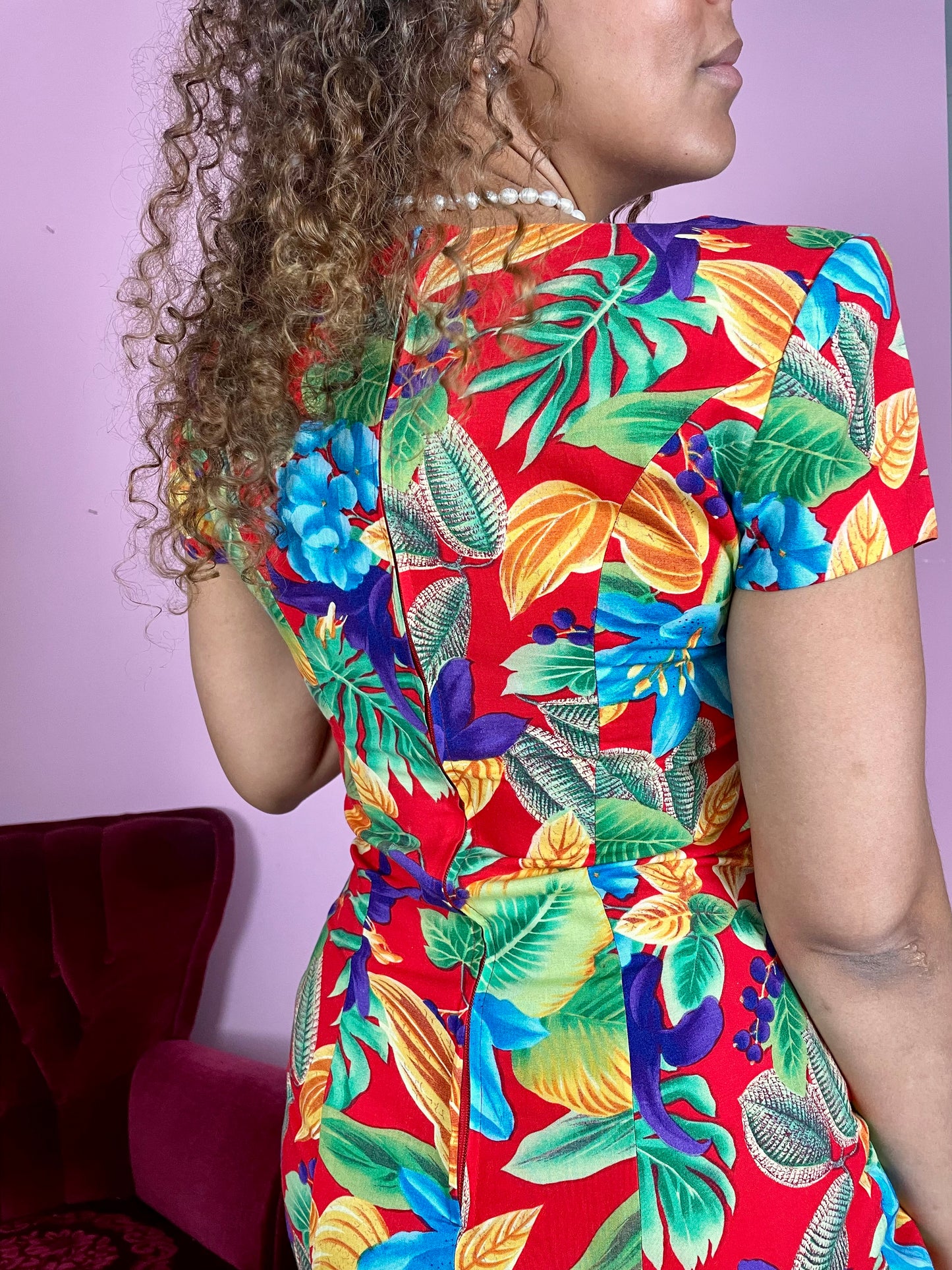Vintage botanische print jurk