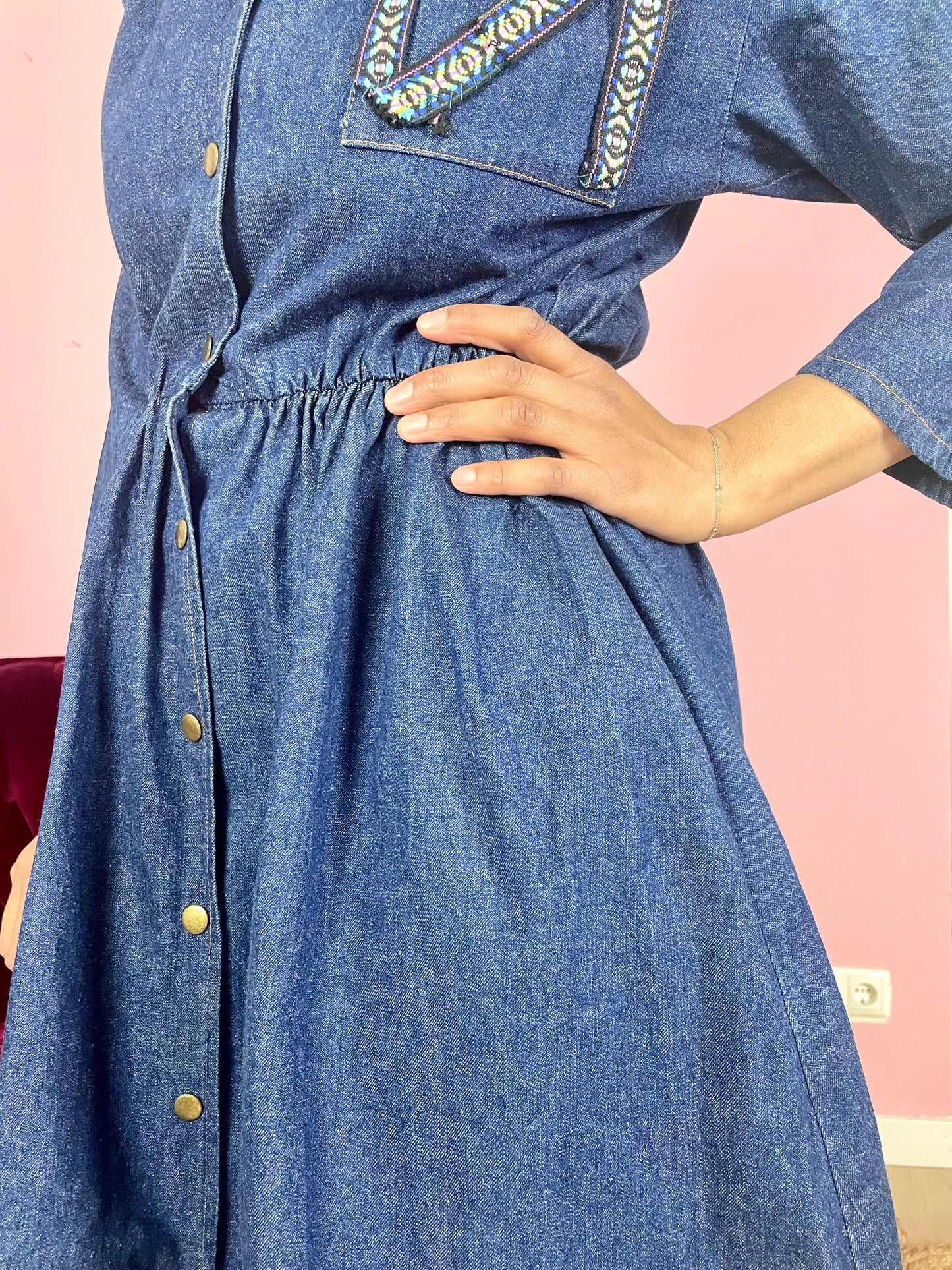Vintage denim prairie-jurk