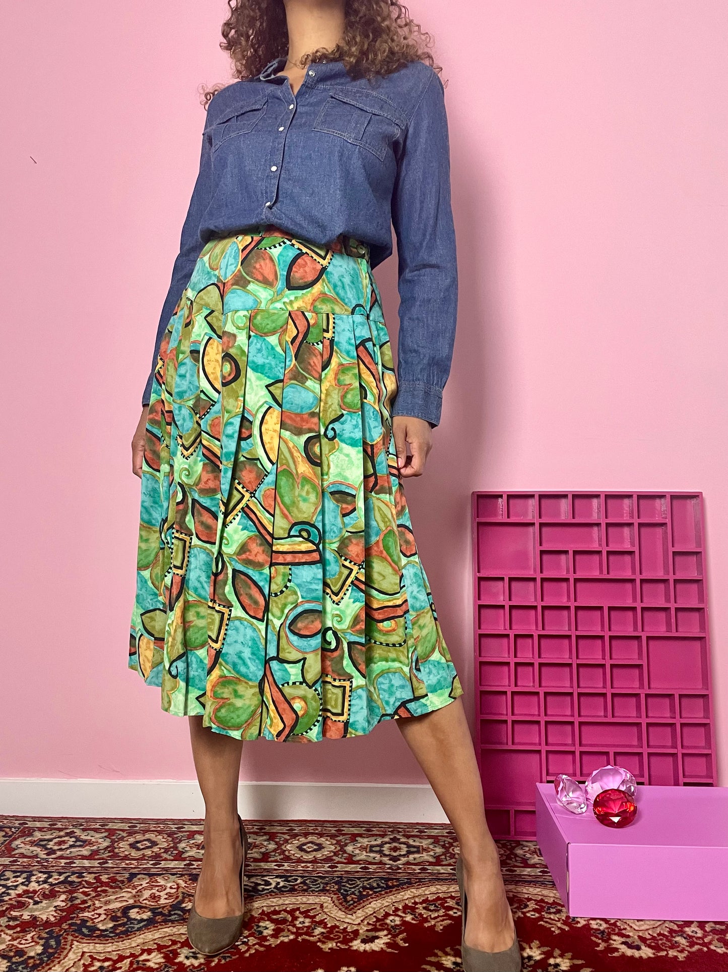 Vintage viscose African vibes midirok
