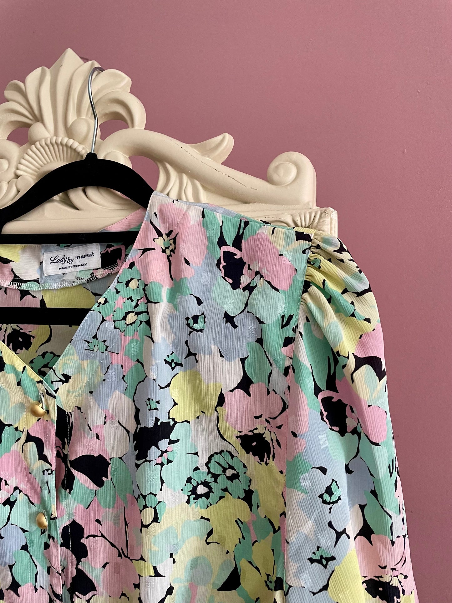 Vintage pastel floral blouse