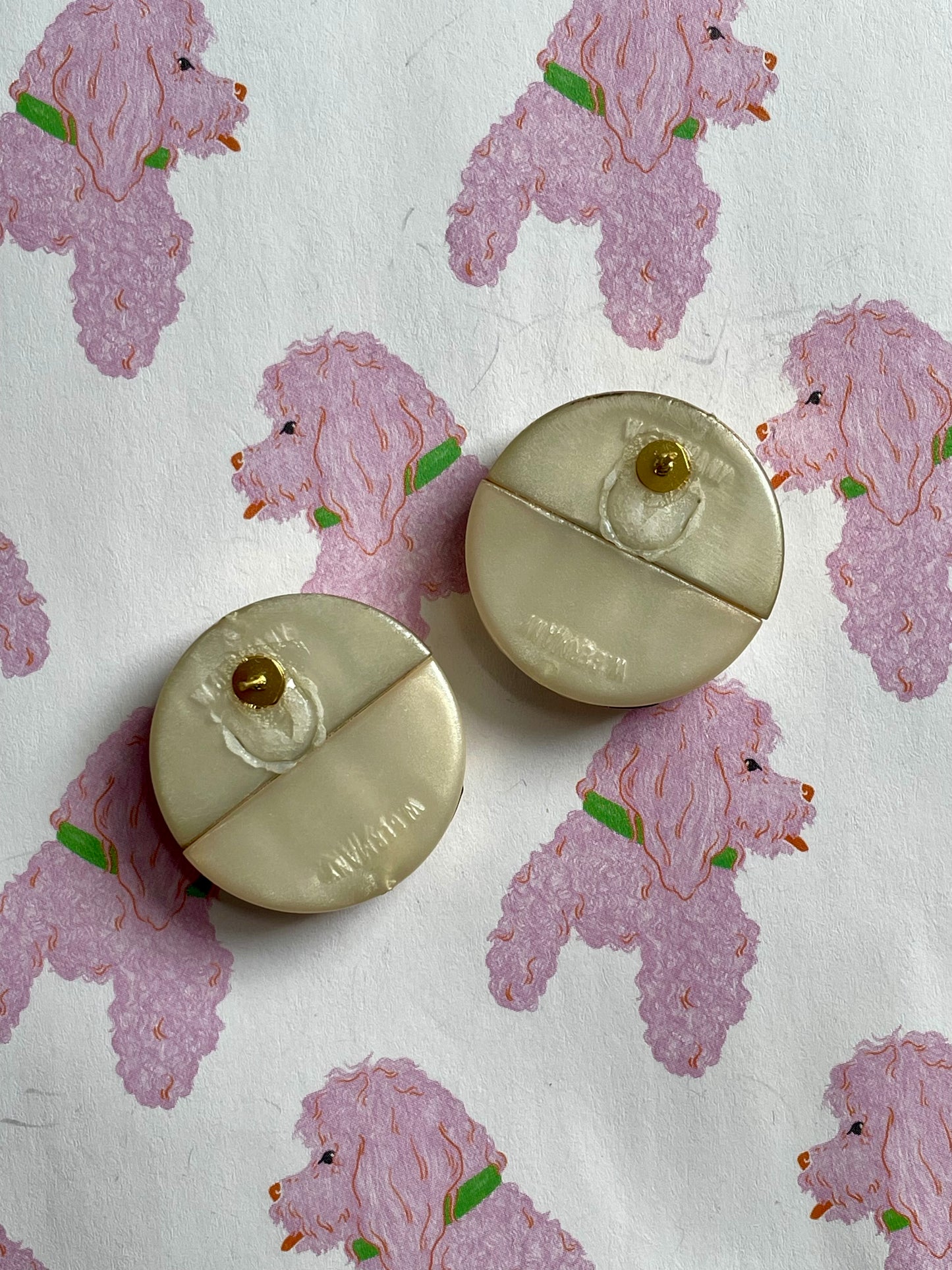 Vintage goud gestreepte oorbel