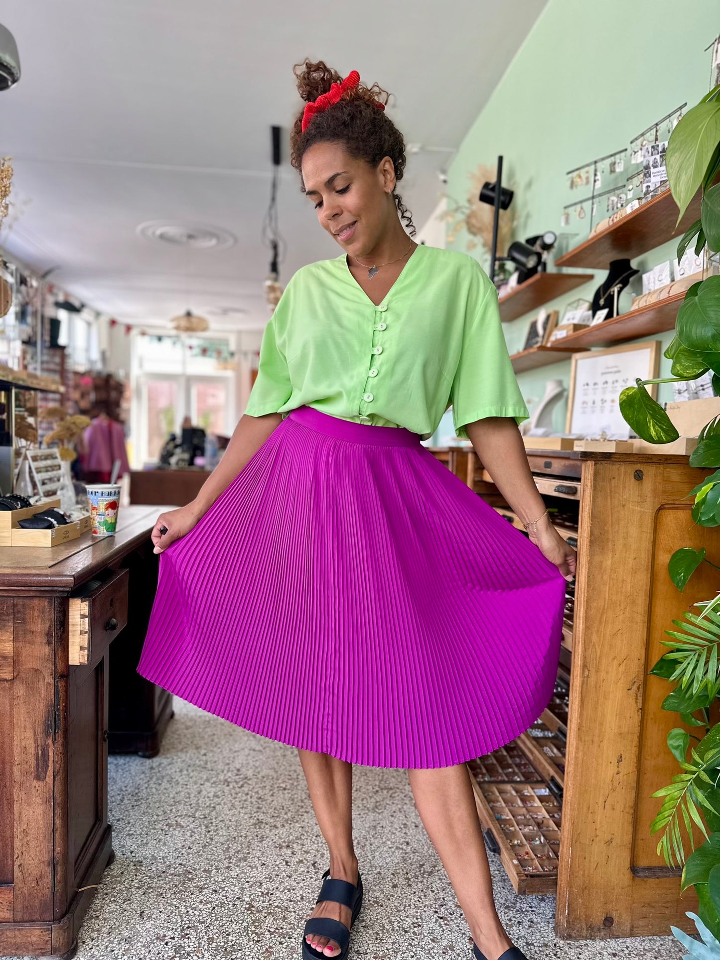 Vintage magenta swing rok