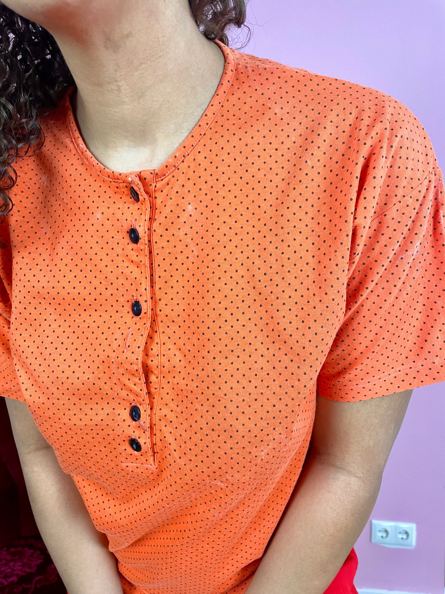 Vintage orange polka dot tee