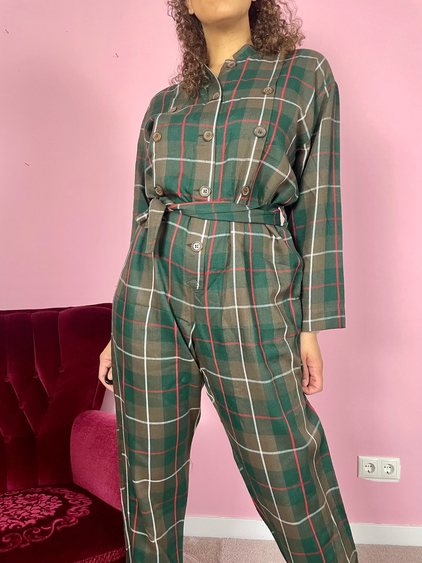 Vintage deadstock tartan jumpsuit