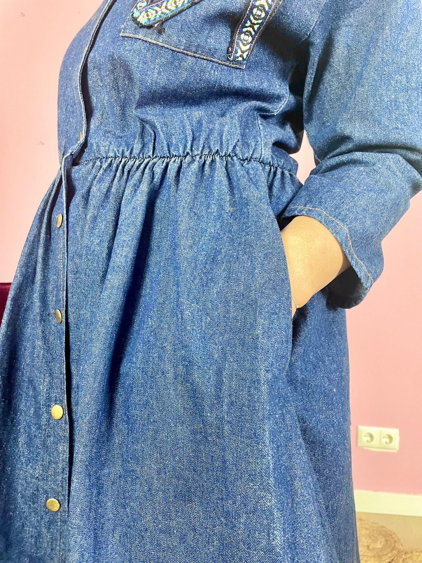 Vintage denim prairie-jurk