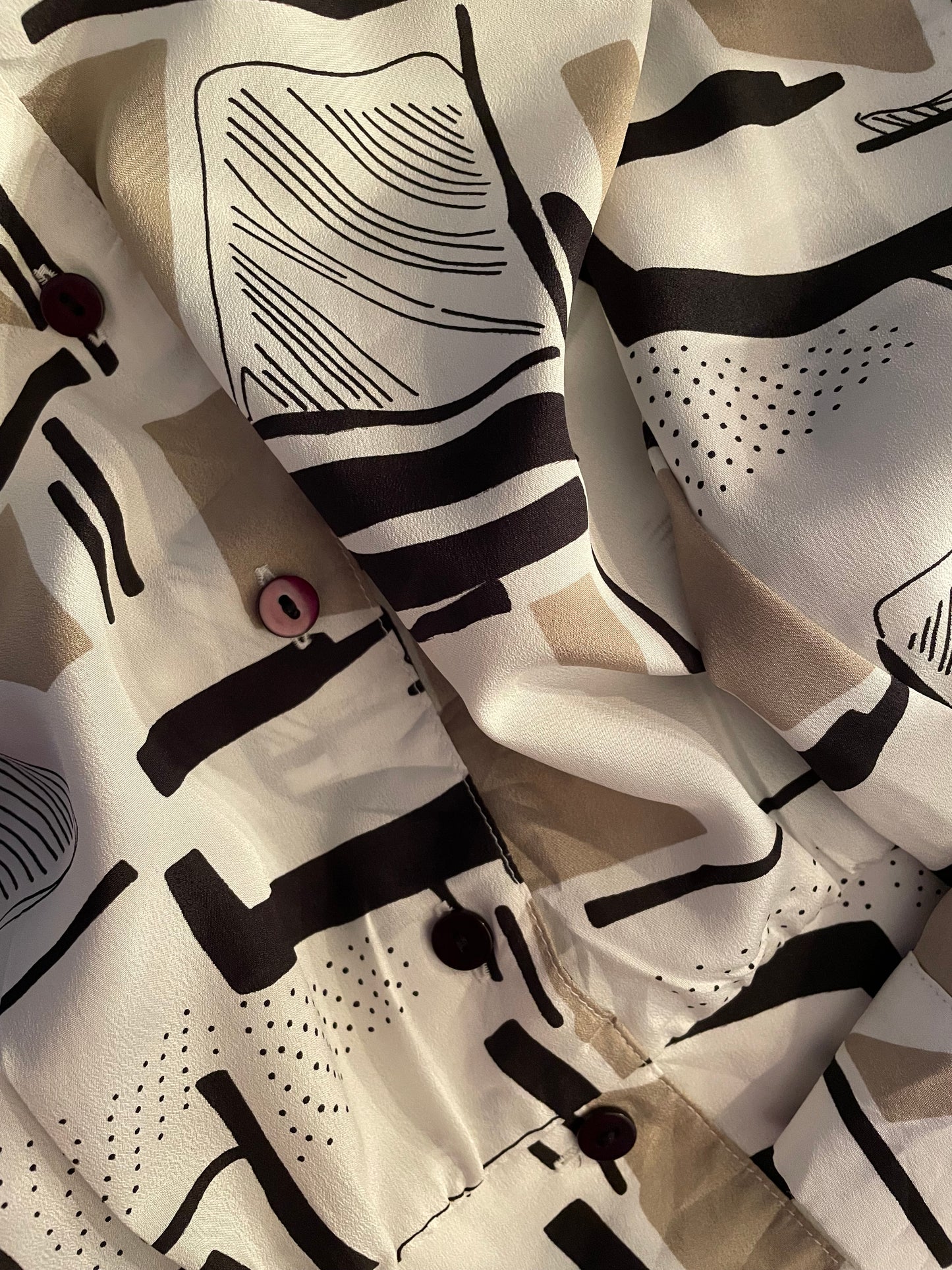 Vintage cropped blouse met geometrisce print