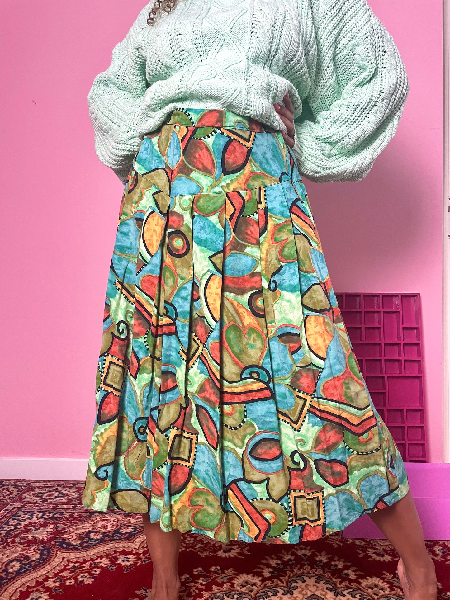 Vintage viscose African vibes midirok