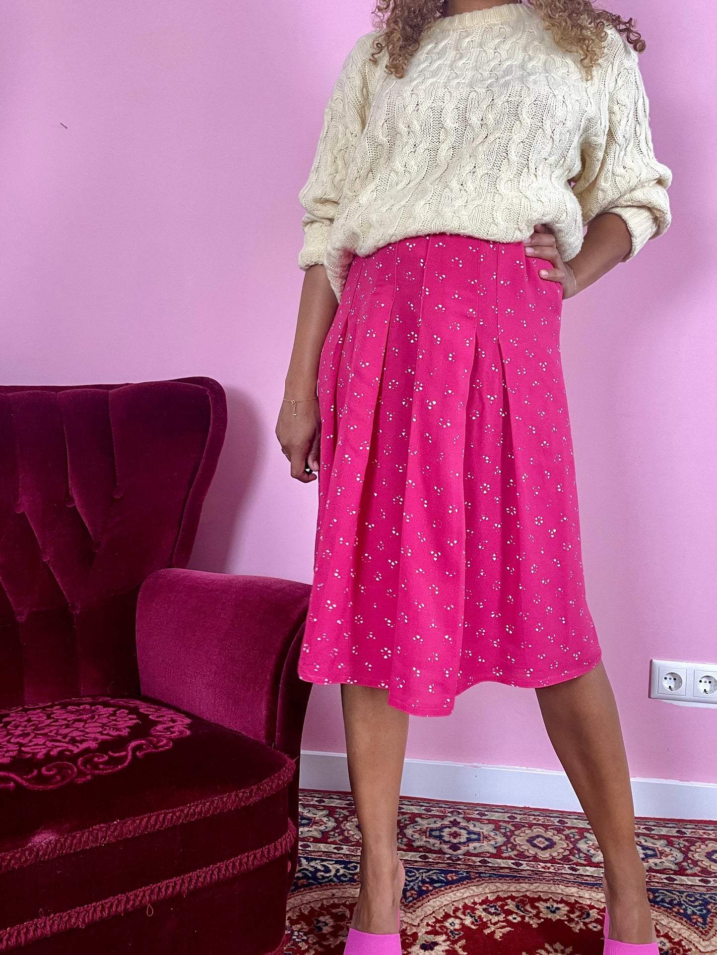 Vintage fuchsia midi rok