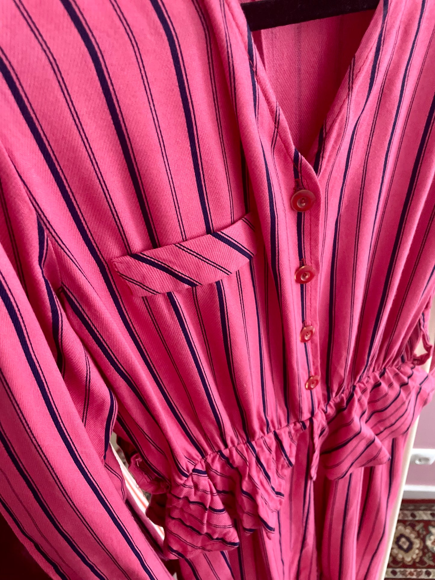 Vintage striped viscose jurk