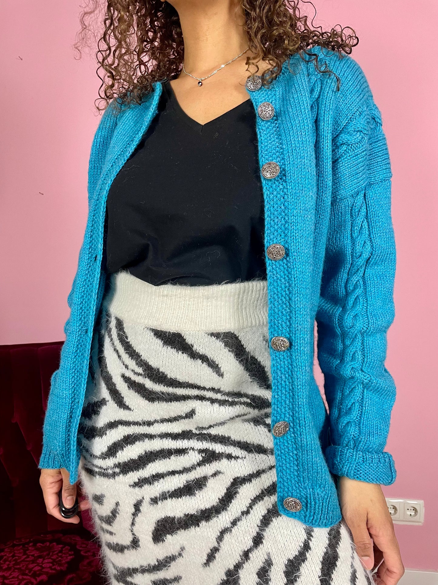 Vintage grof gebreid vest