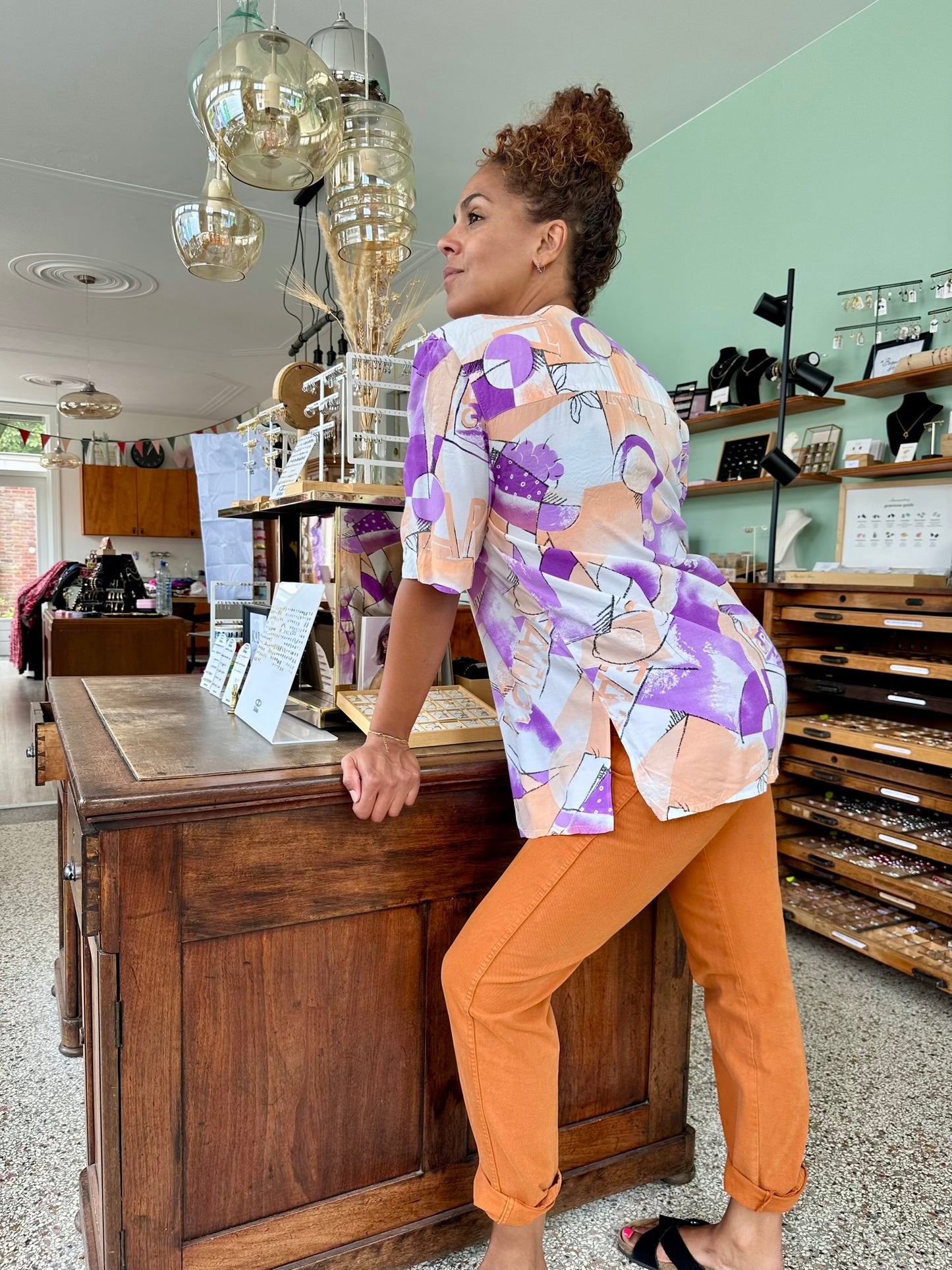 Vintage pastel viscose blouse