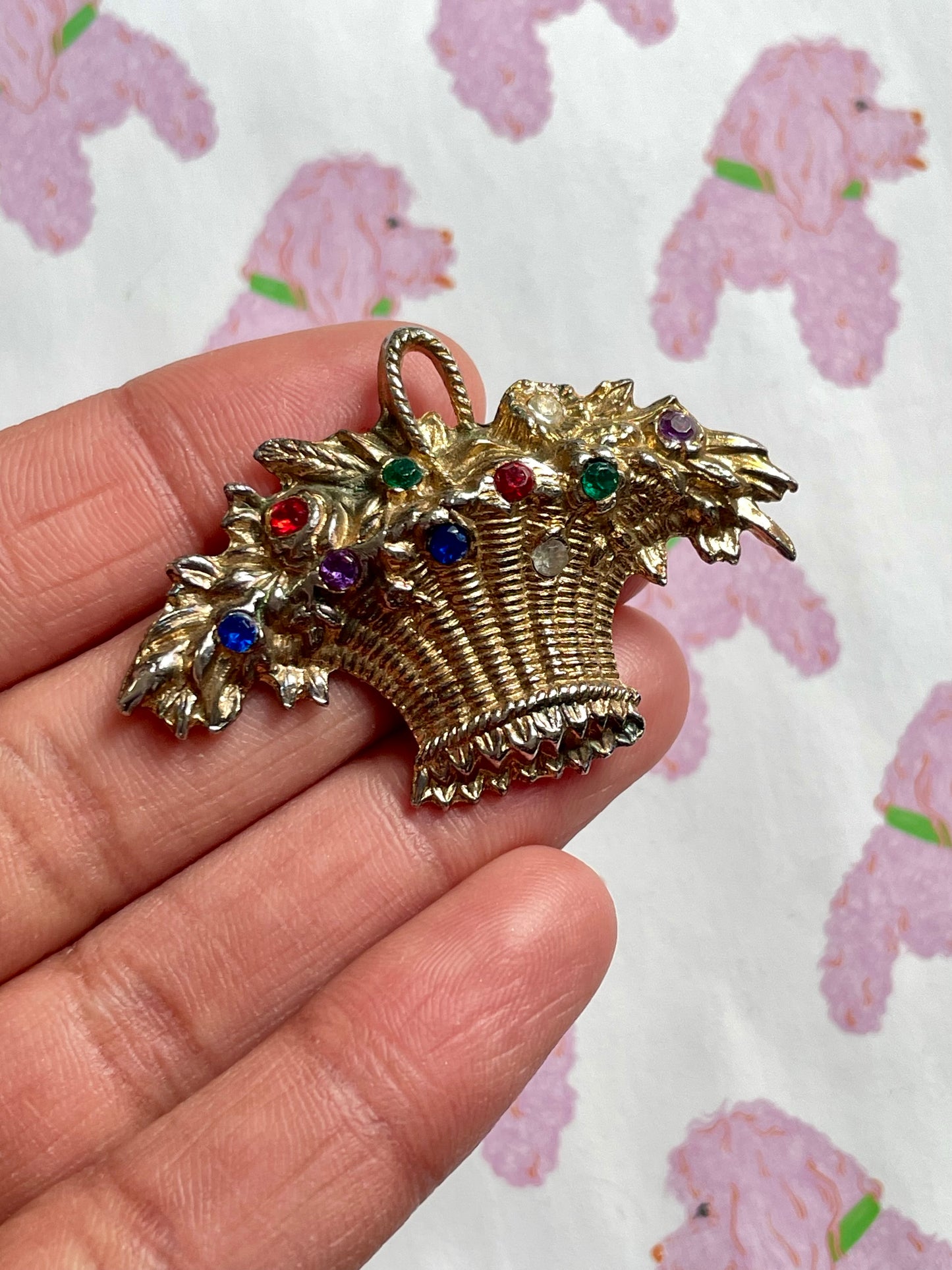 Vintage mand met bloemen broche