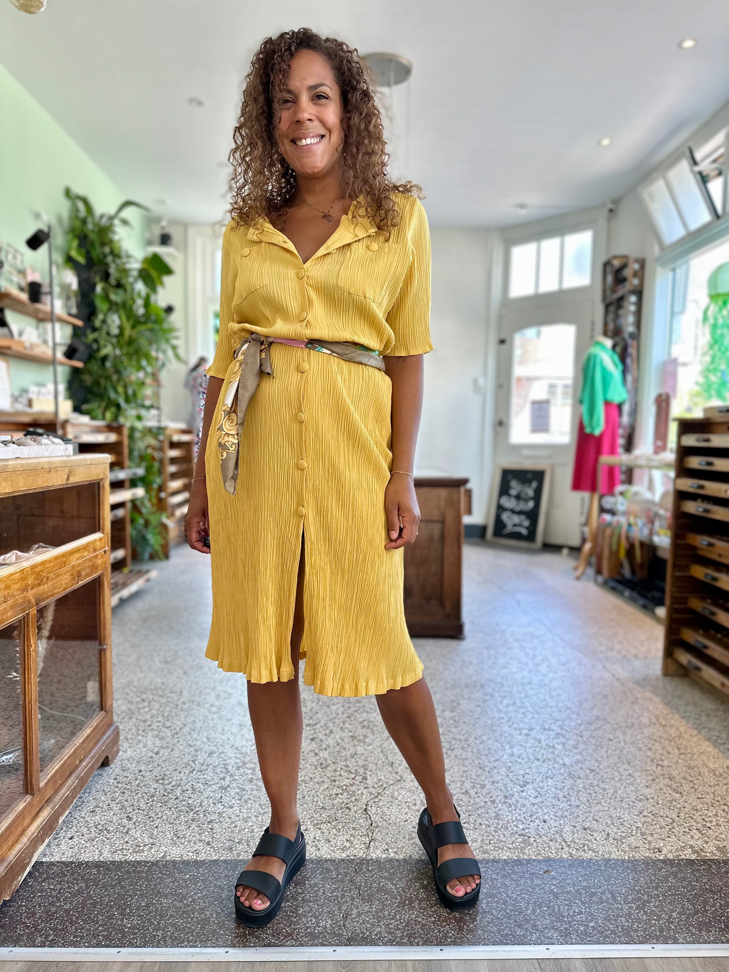 Vintage okergele jurk