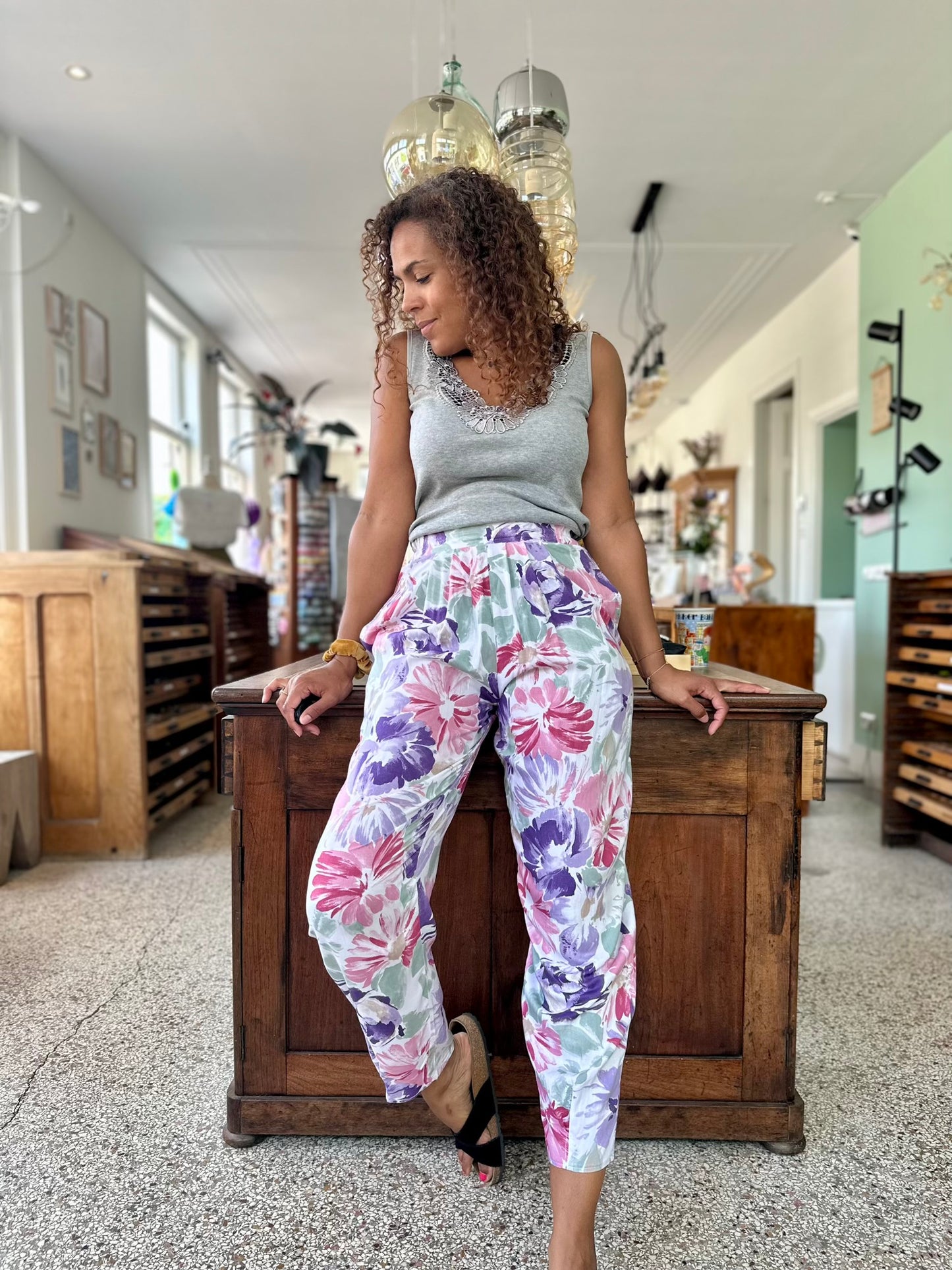Vintage high waist summer pantalon