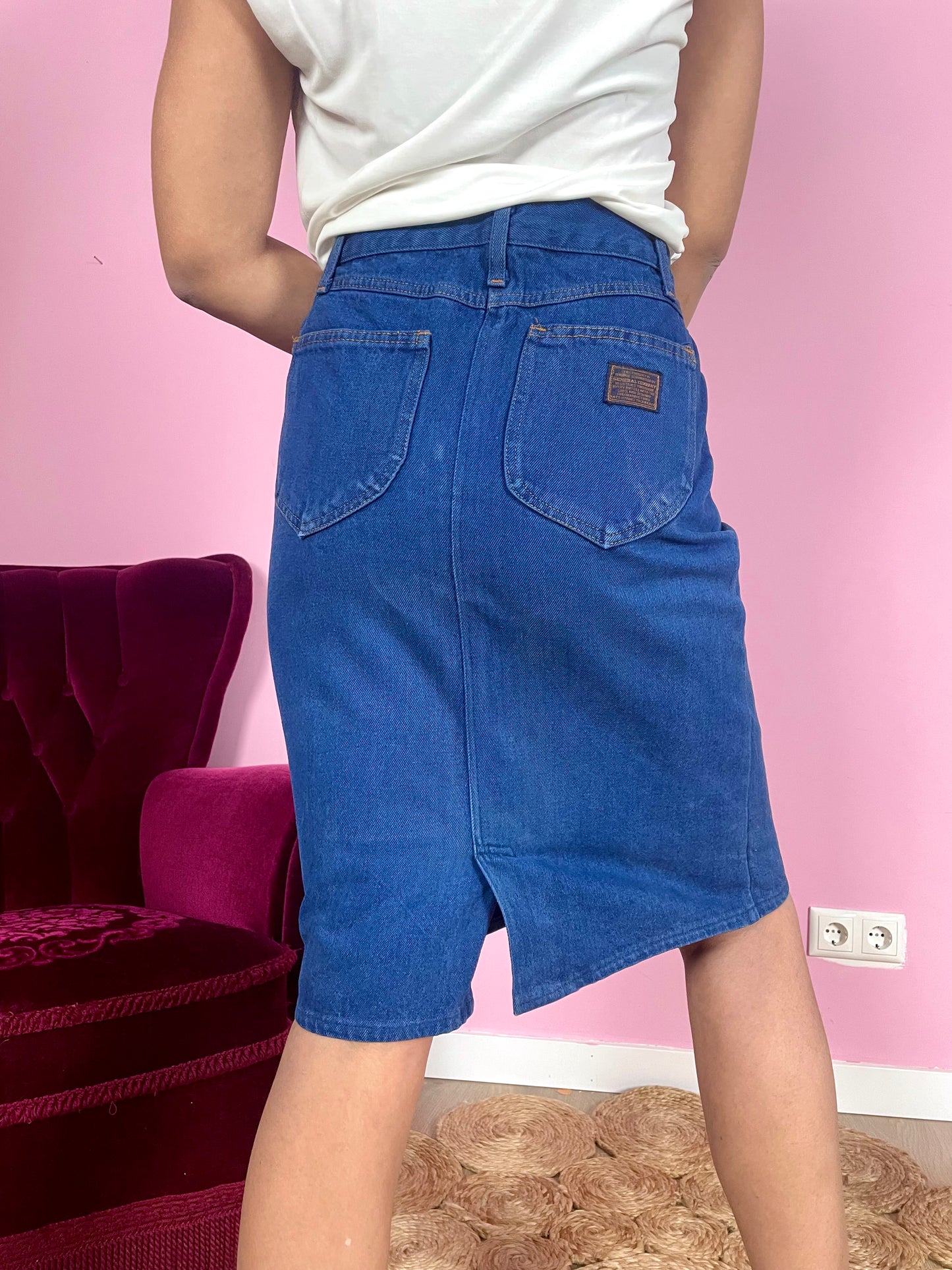 Vintage denim midi-rok