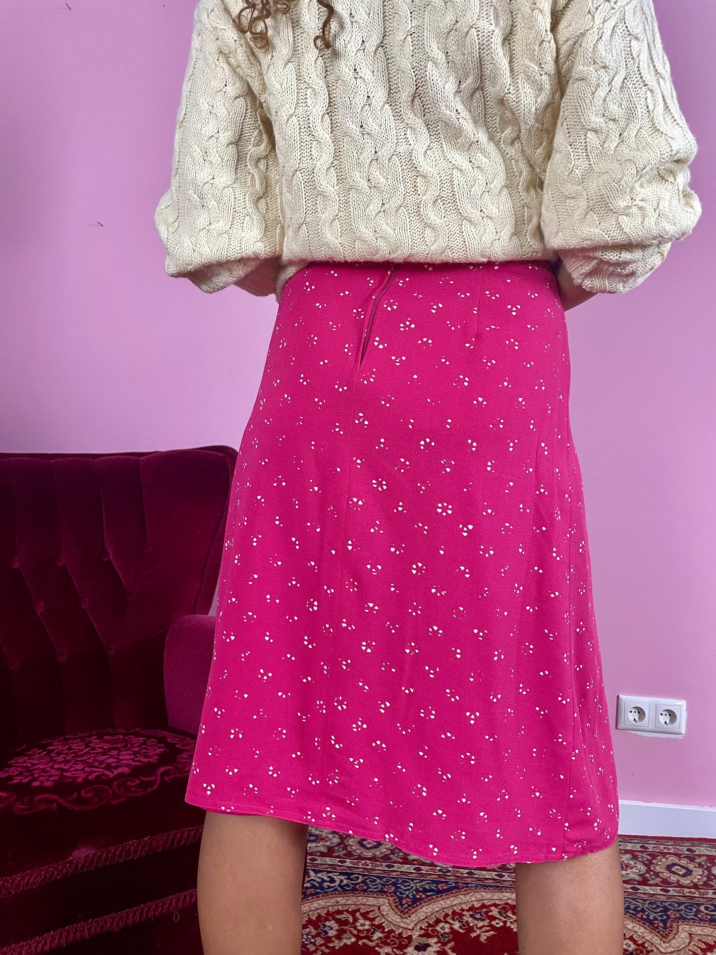 Vintage fuchsia midi rok