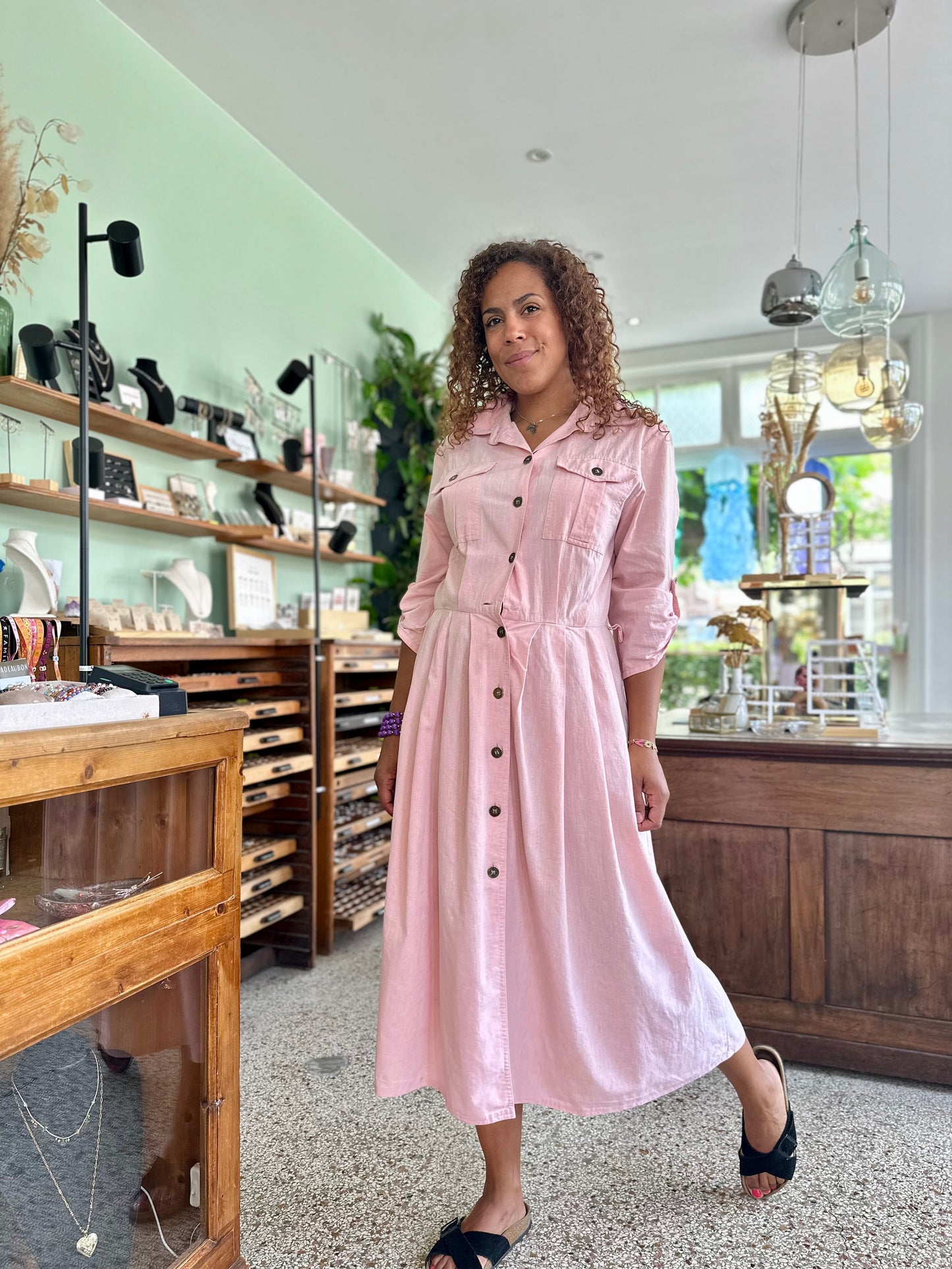 Vintage roze spijkerjurkje