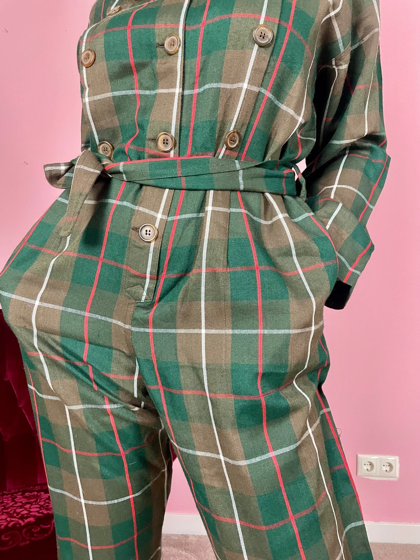Vintage deadstock tartan jumpsuit
