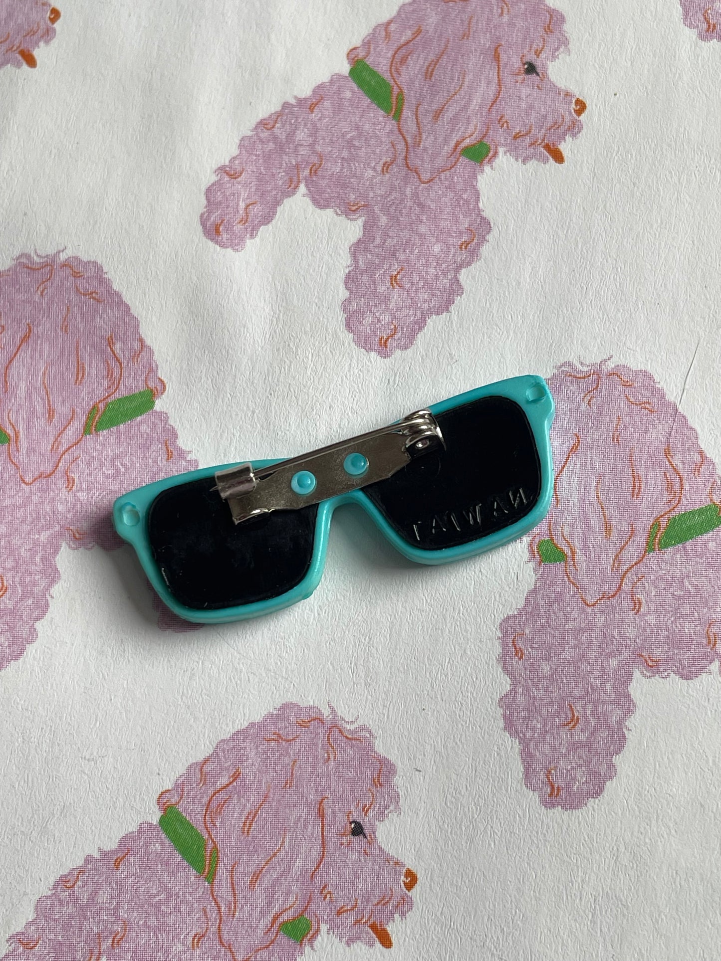 Vintage zonnebril broche turquoise