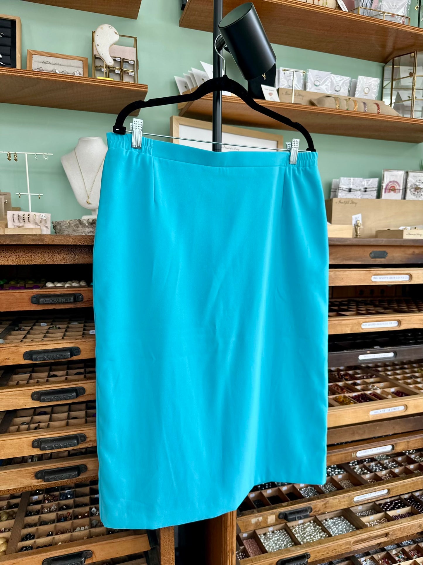 Vintage felblauwe rok - plus size