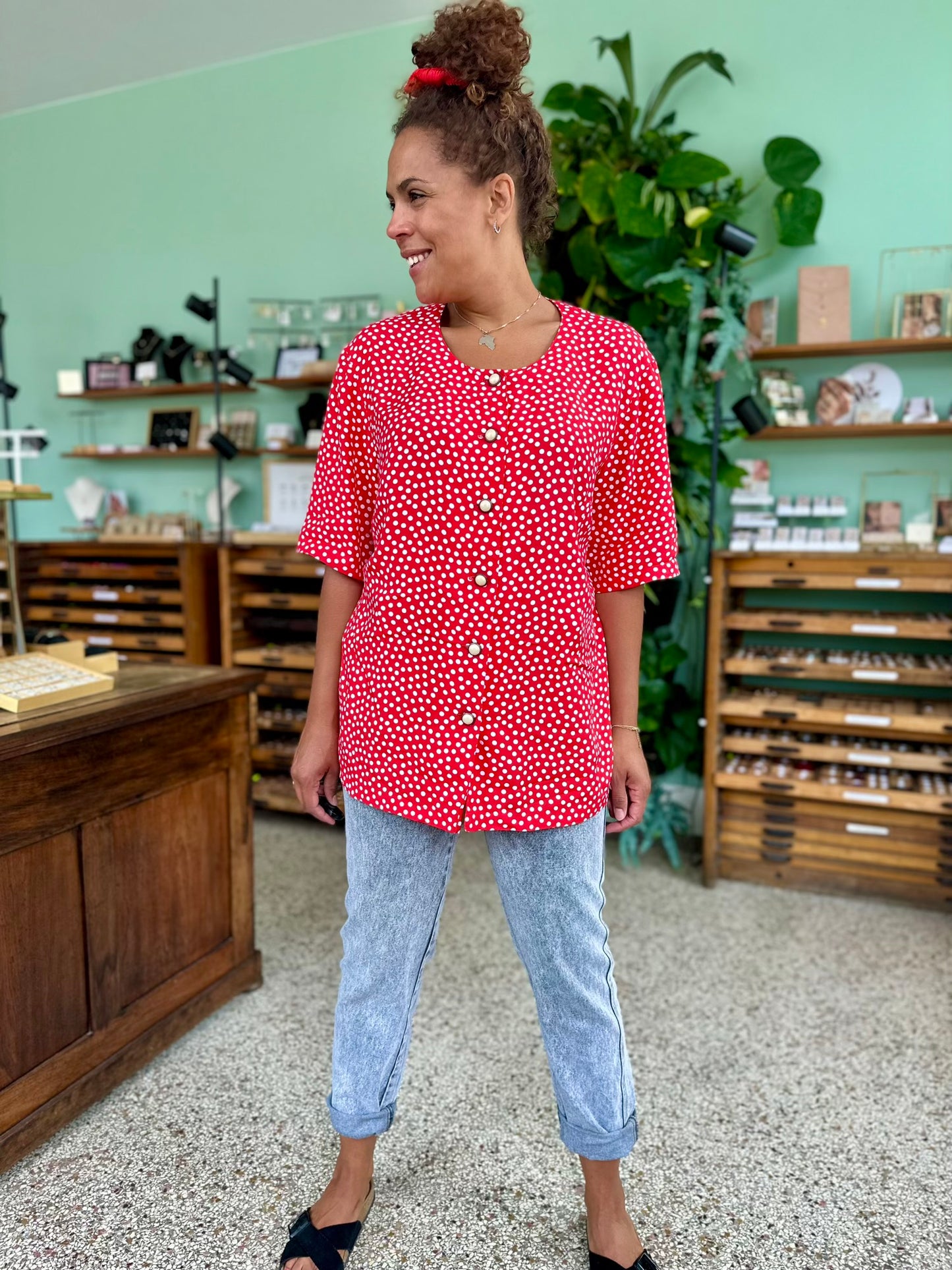 Vintage polka dot blouse