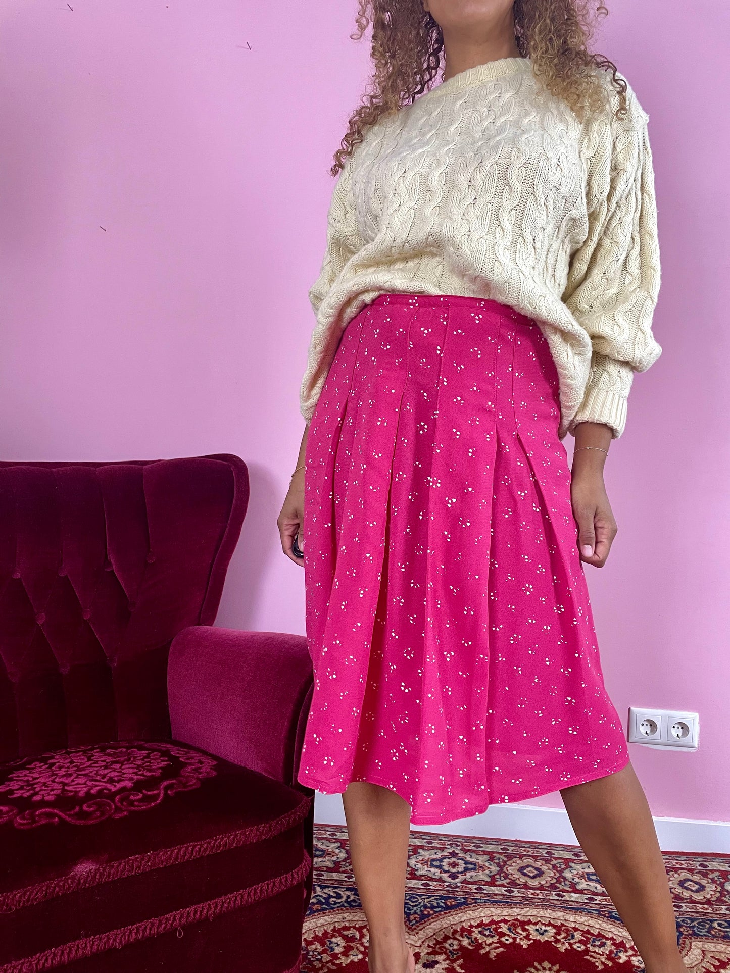 Vintage fuchsia midi rok