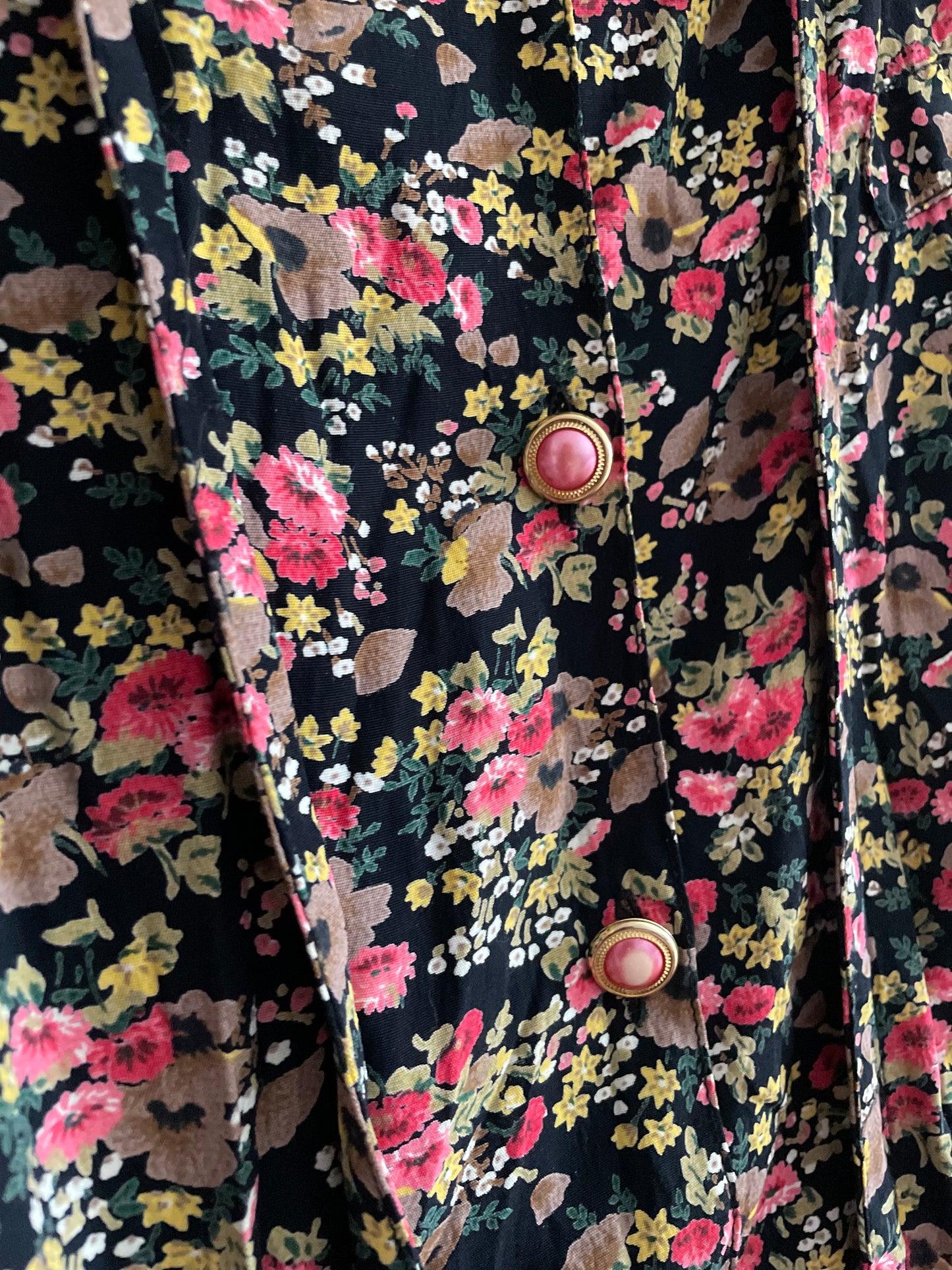 Vintage viscose peplum jurk met bloemeprint