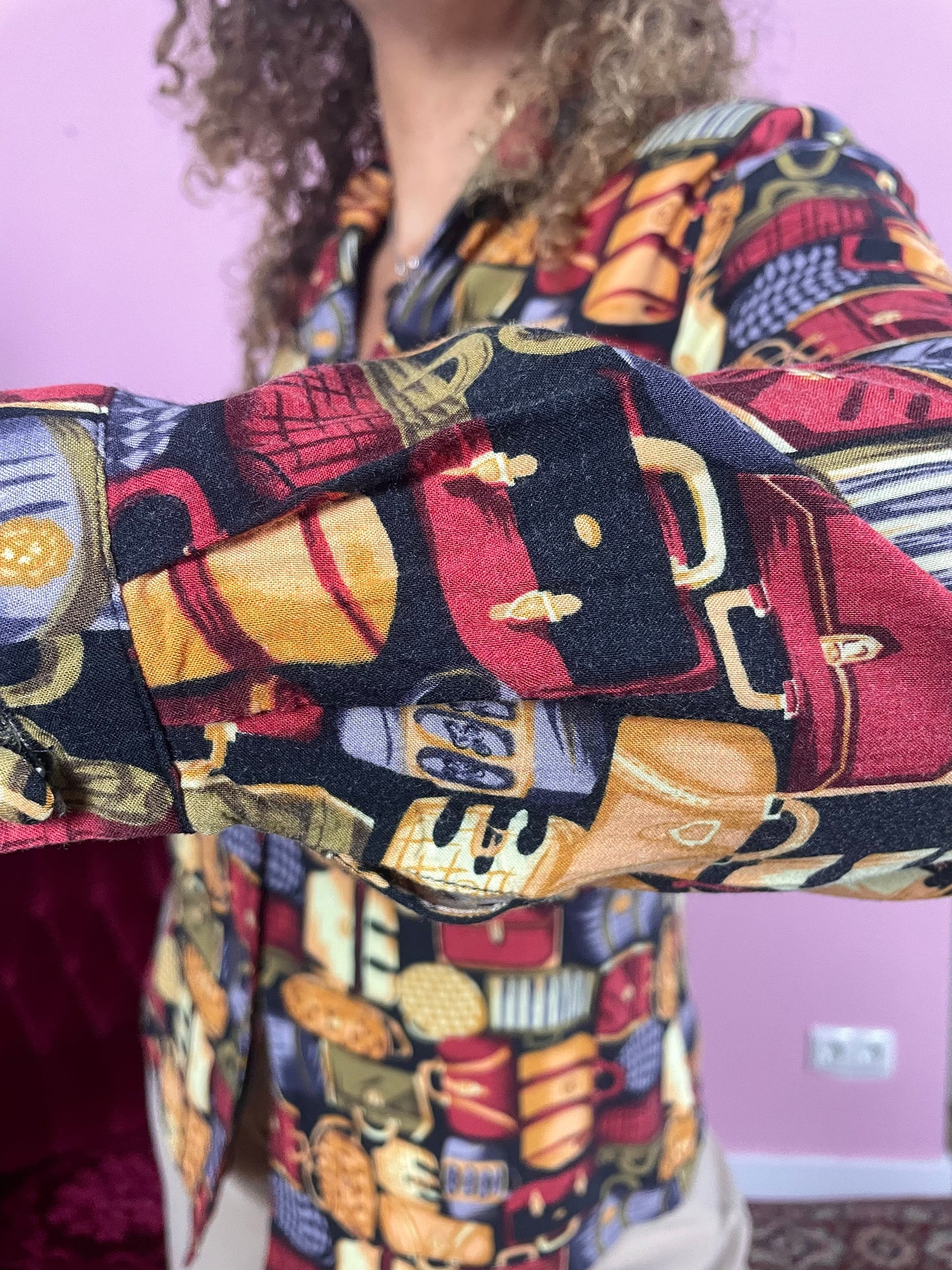 Vintage viscose blouse met tasjes