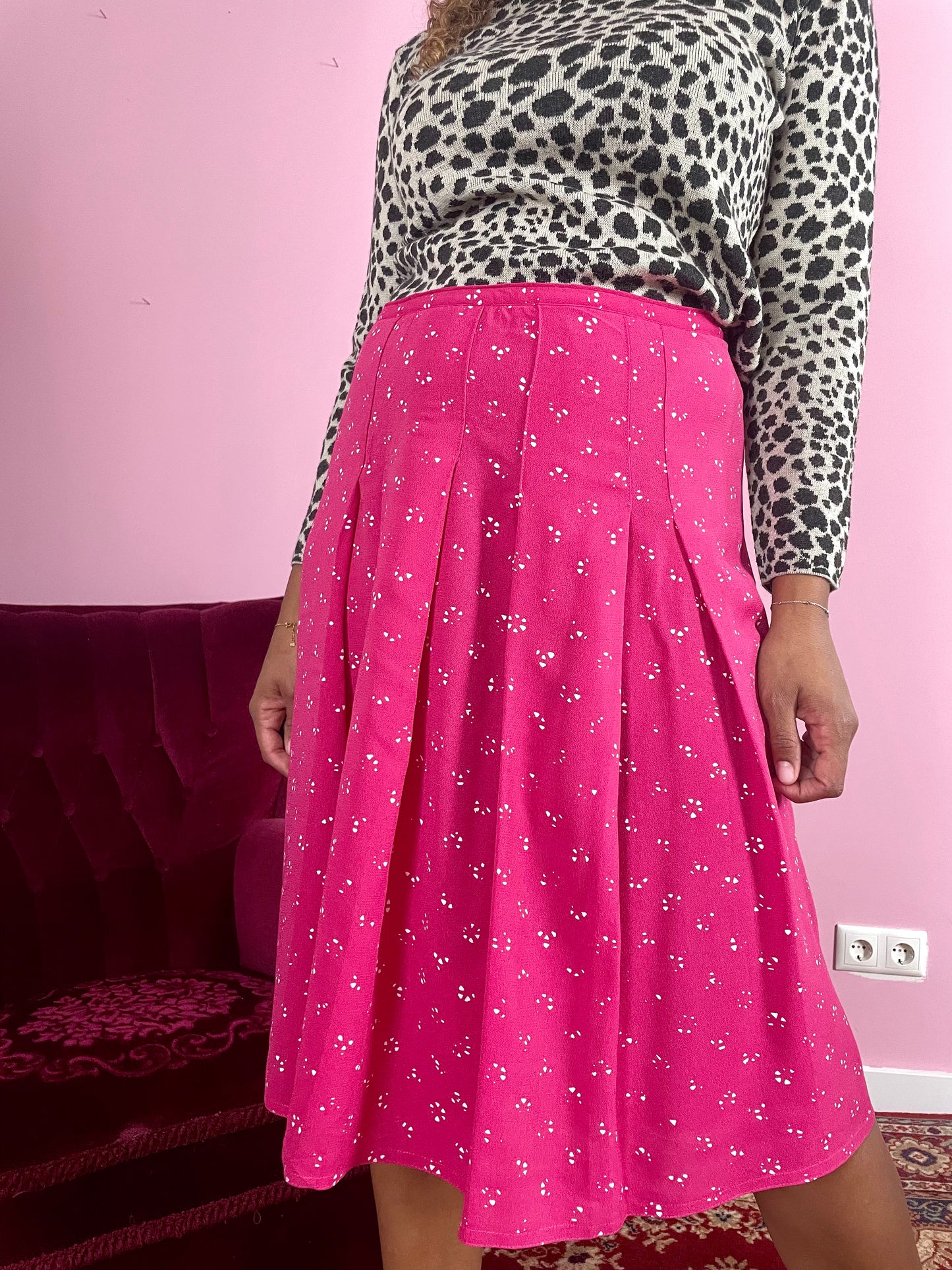 Vintage fuchsia midi rok