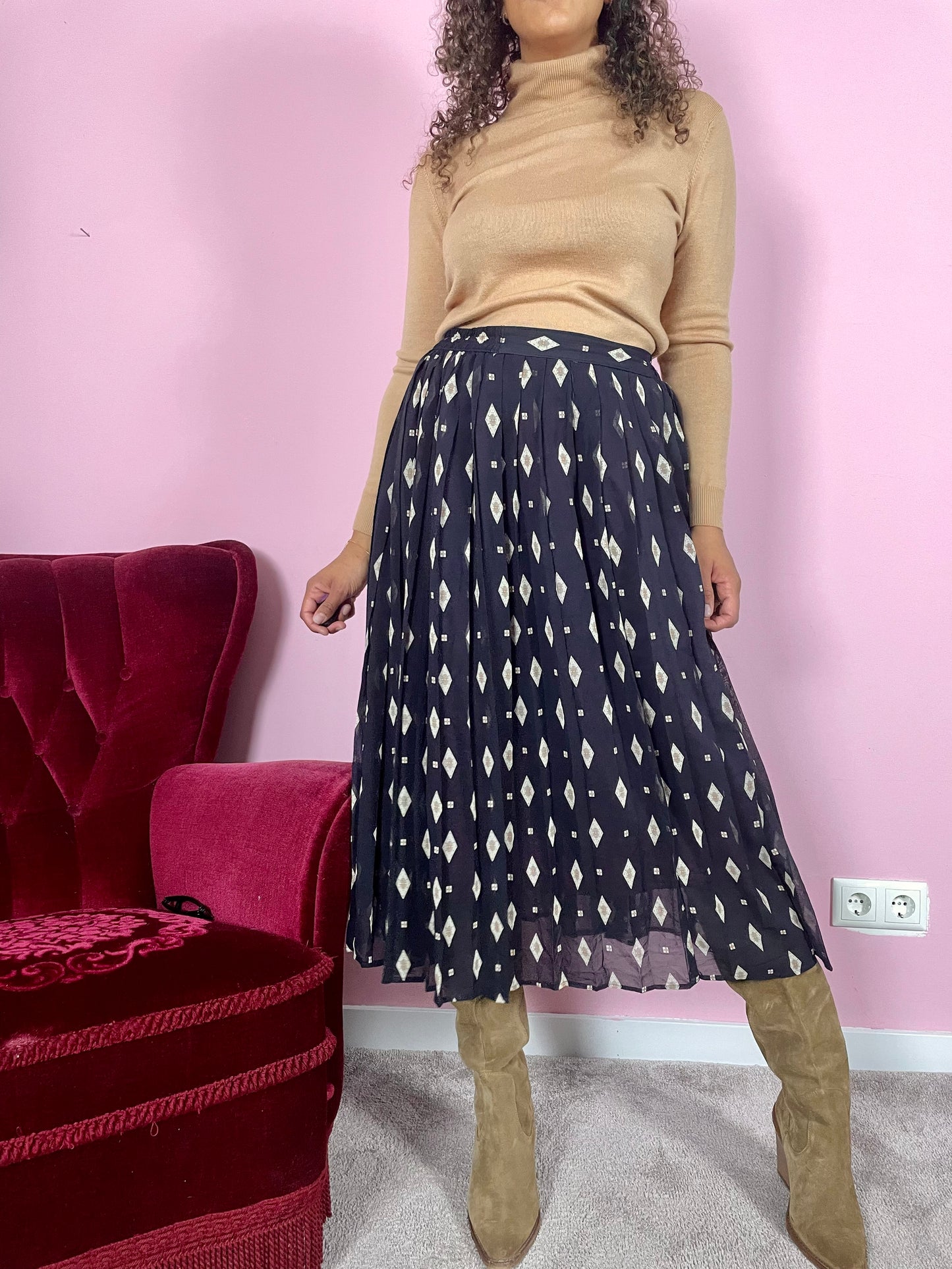 Vintage plus size midi rok