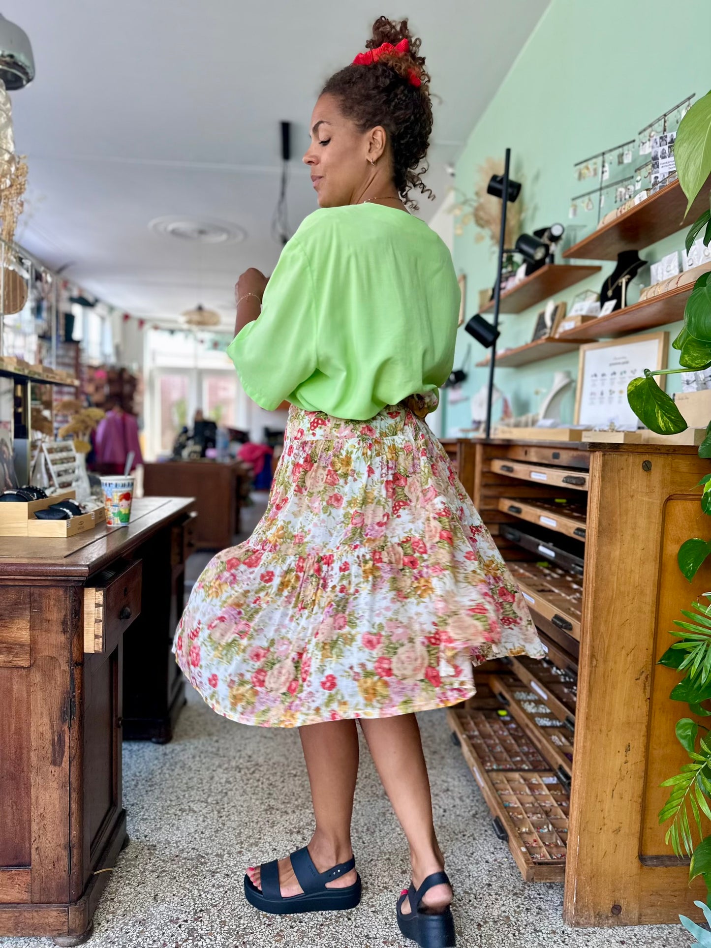 Vintage plus size floral rok