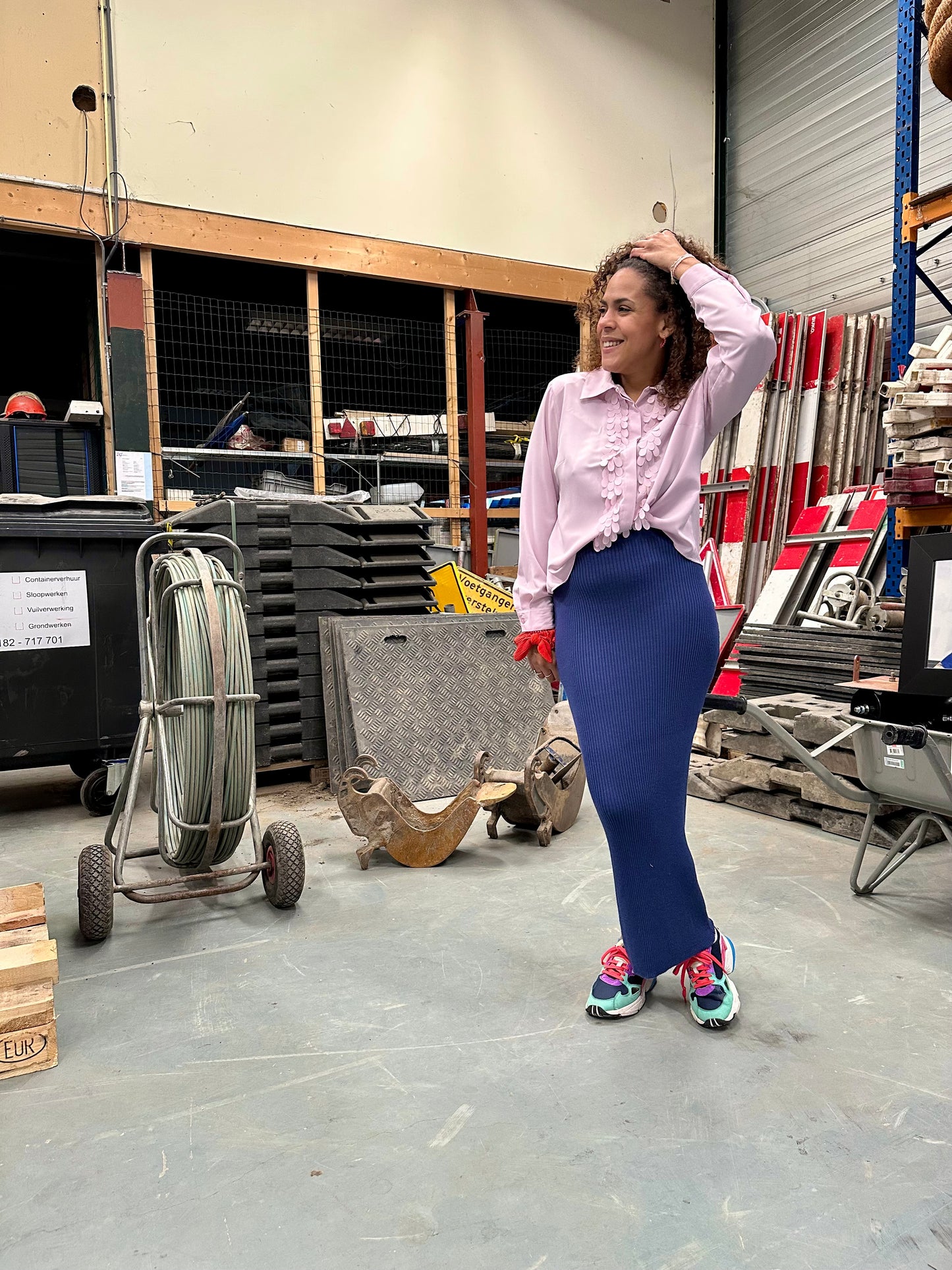 Vintage lila ruffle blouse - L