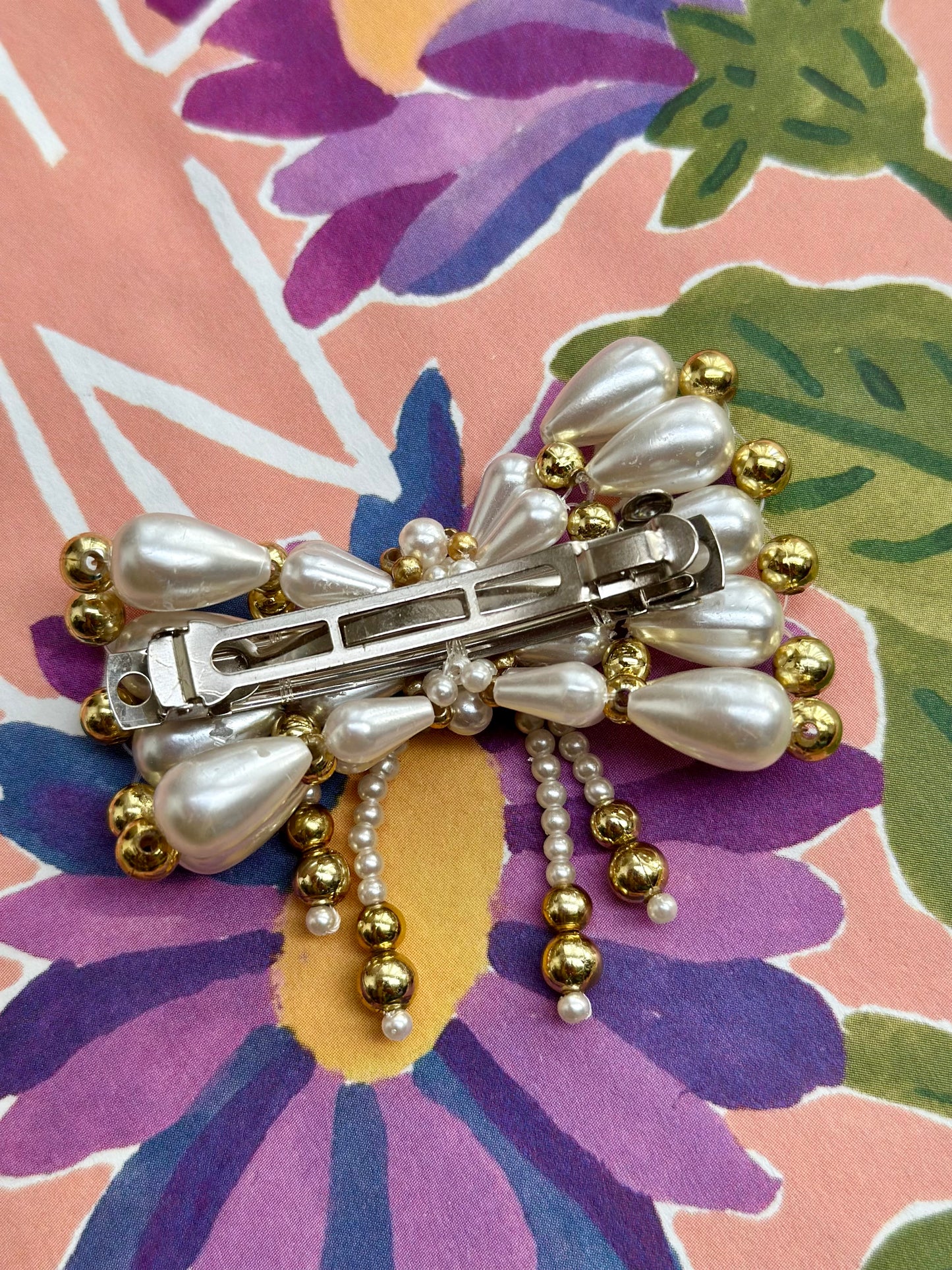 Vintage haarspeld met faux parels