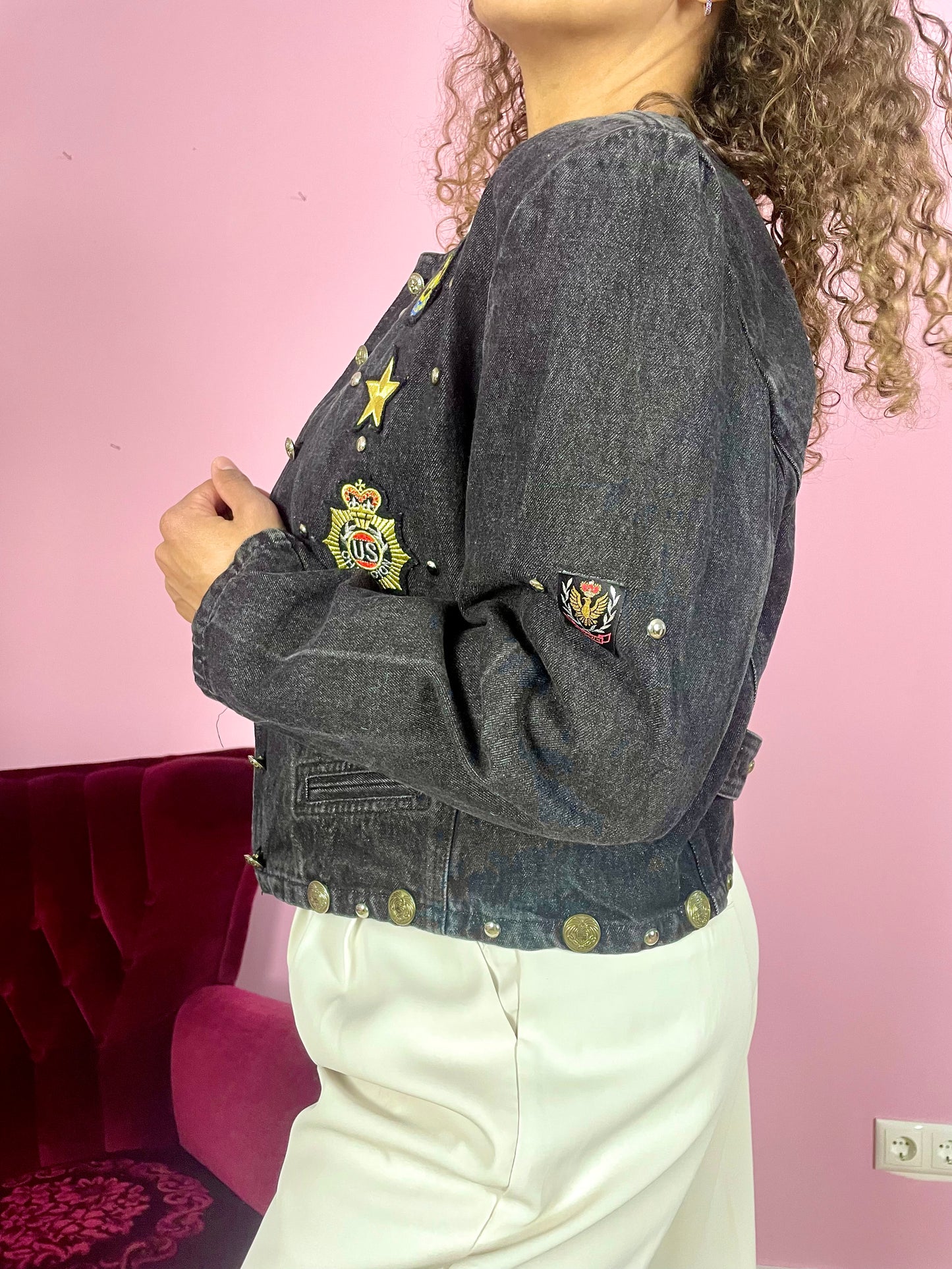 Vintage cropped militairy denim jack