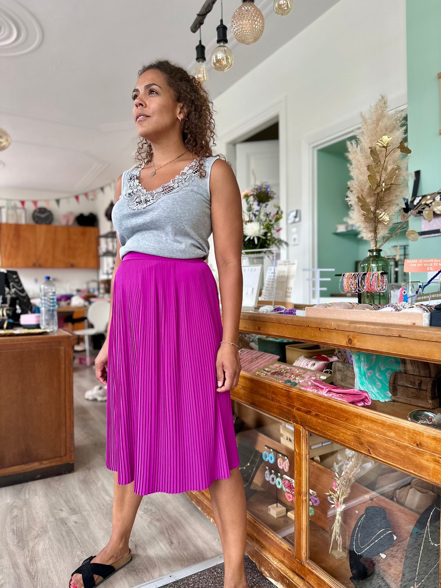 Vintage magenta swing rok