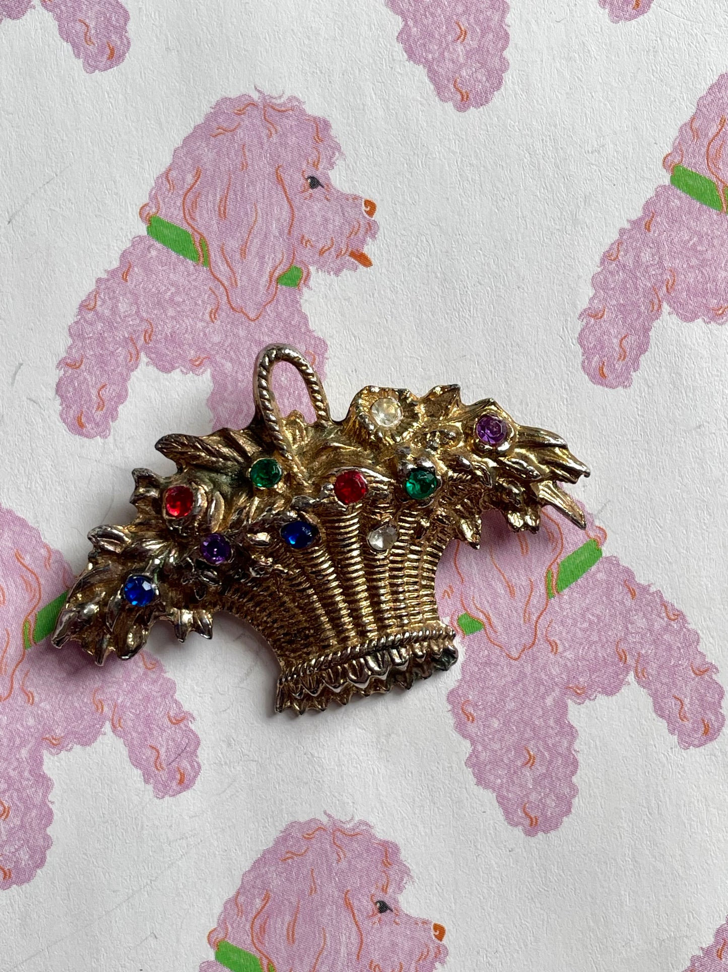 Vintage mand met bloemen broche