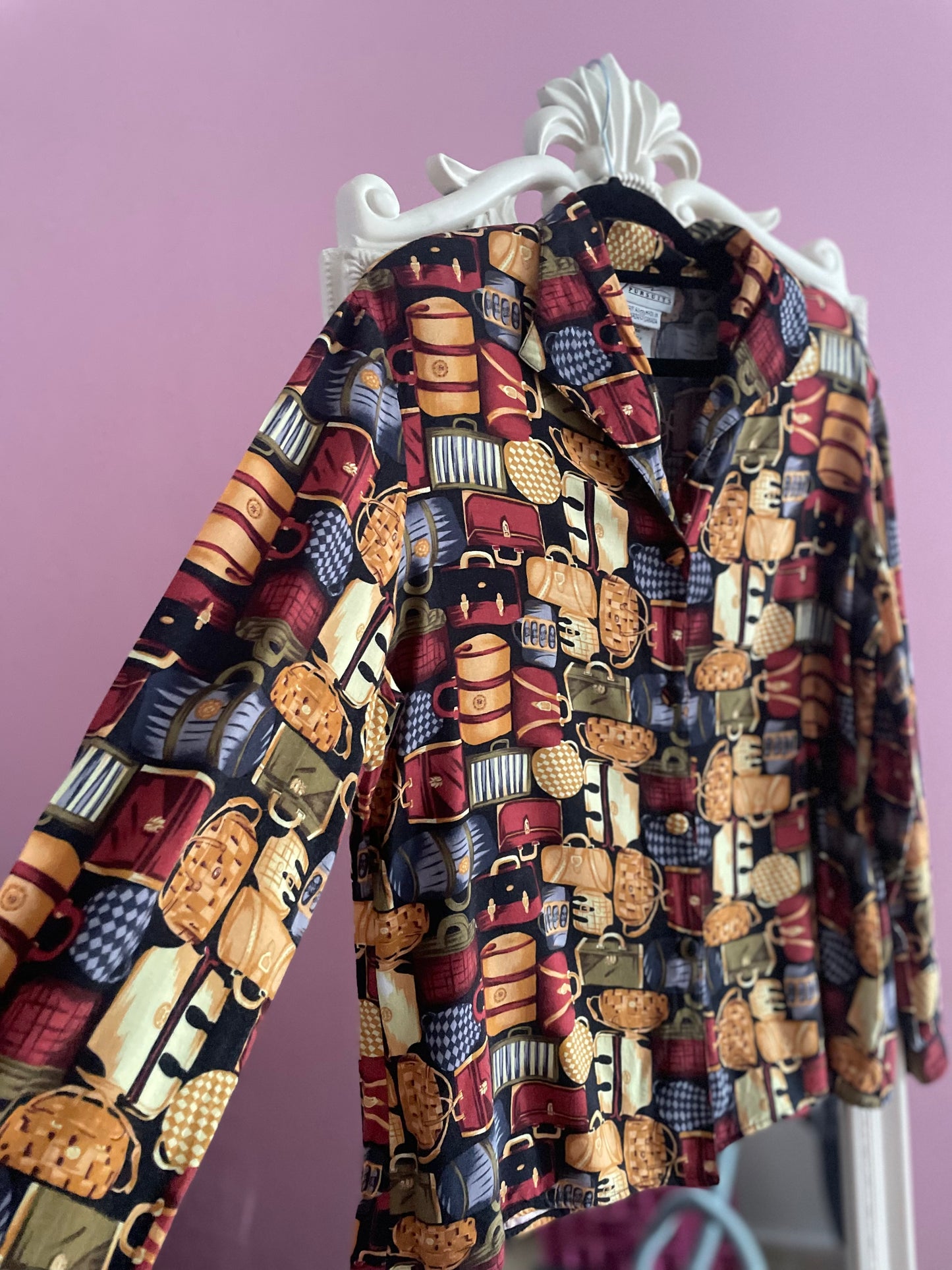 Vintage viscose blouse met tasjes