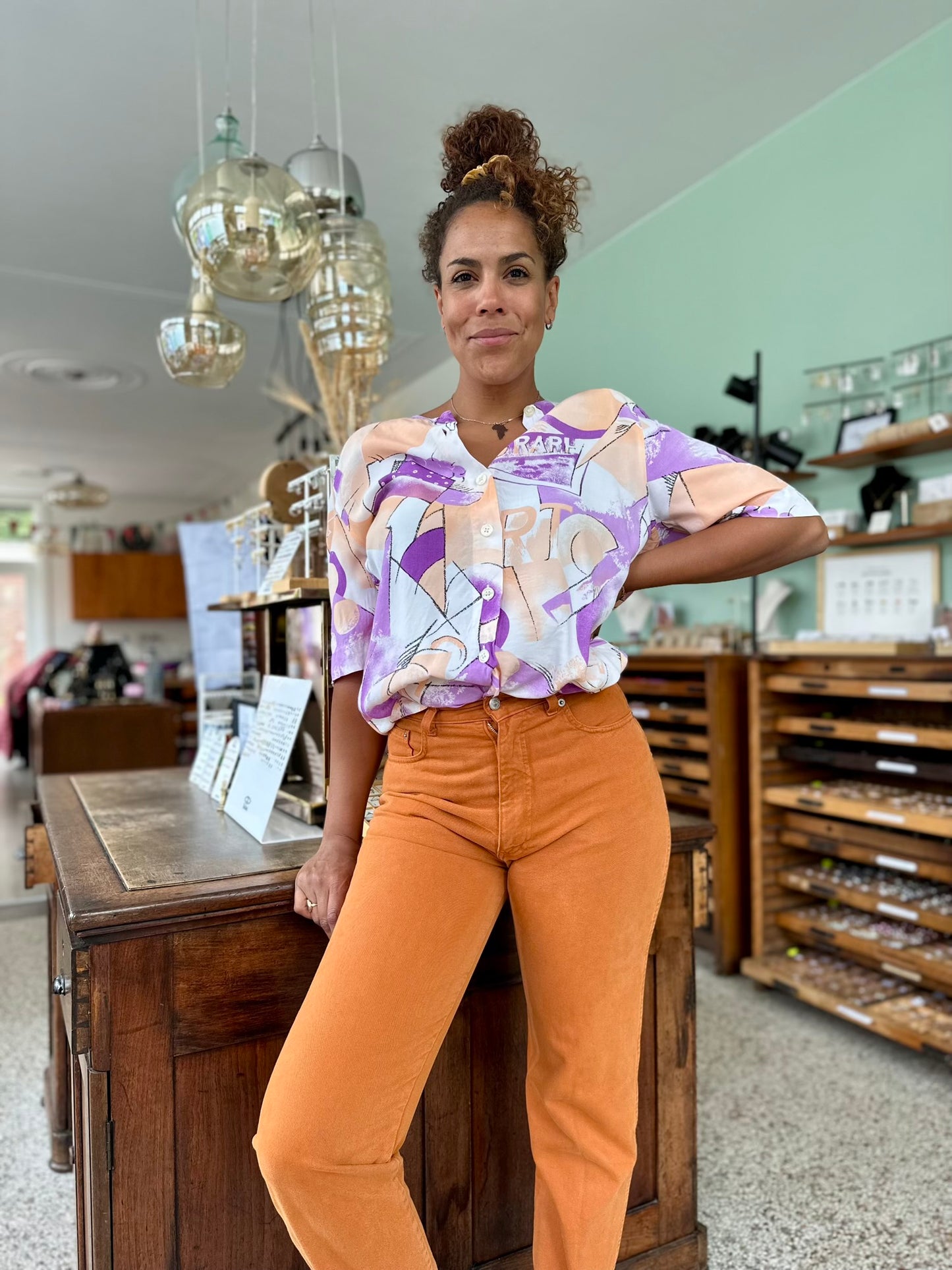 Vintage pastel viscose blouse