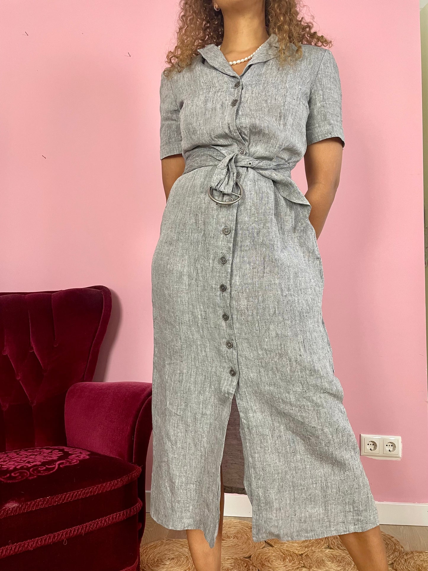 Vintage linnen maxi-jurk