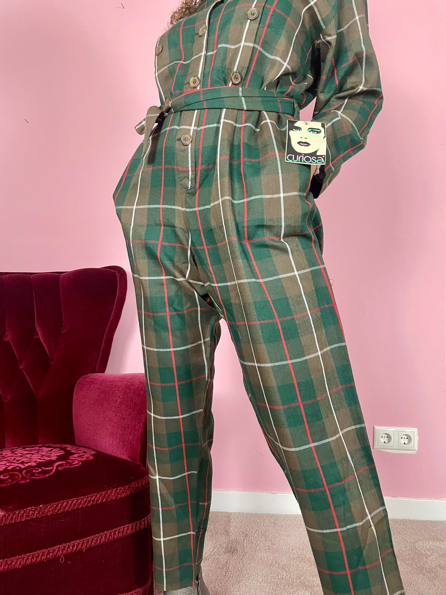 Vintage deadstock tartan jumpsuit