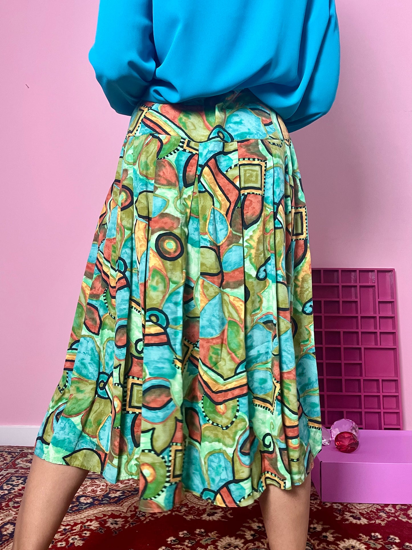 Vintage viscose African vibes midirok