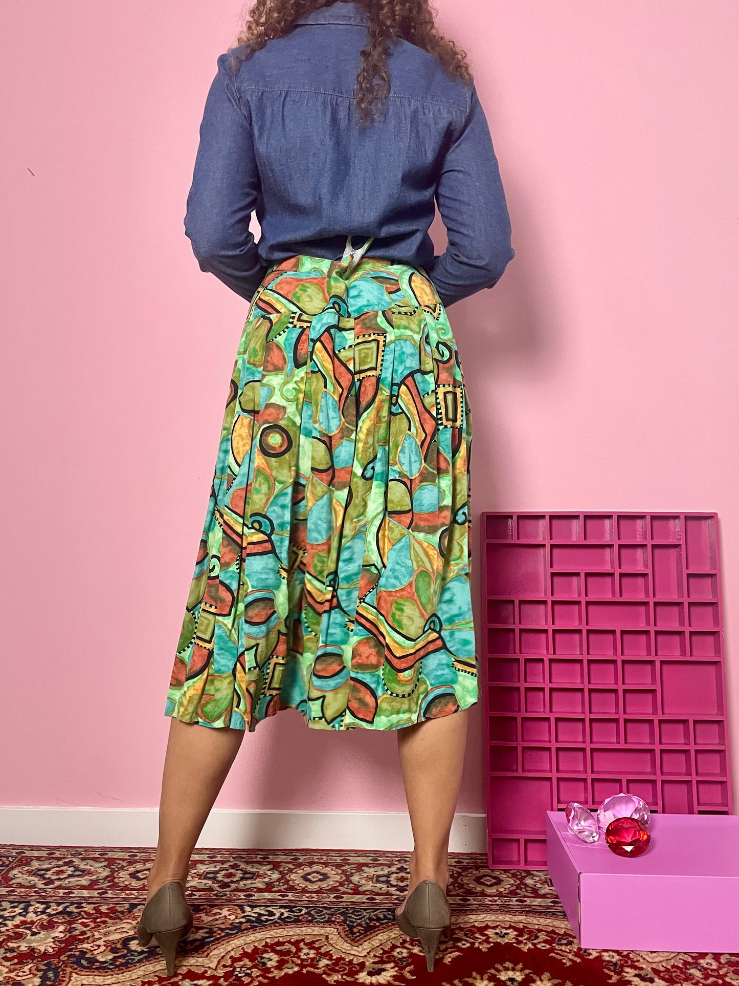 Vintage viscose African vibes midirok