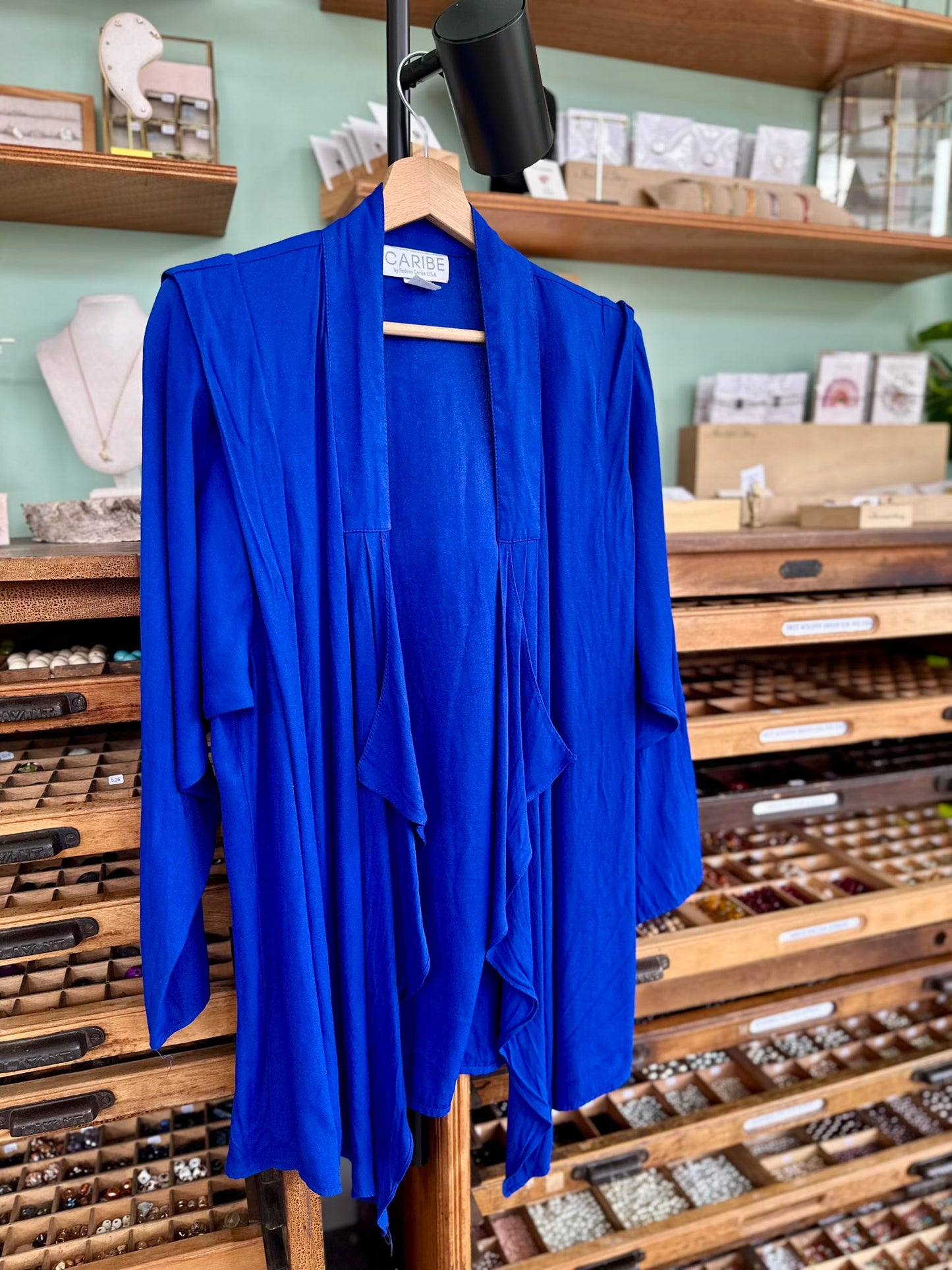 Vintage koningsblauw viscose vest