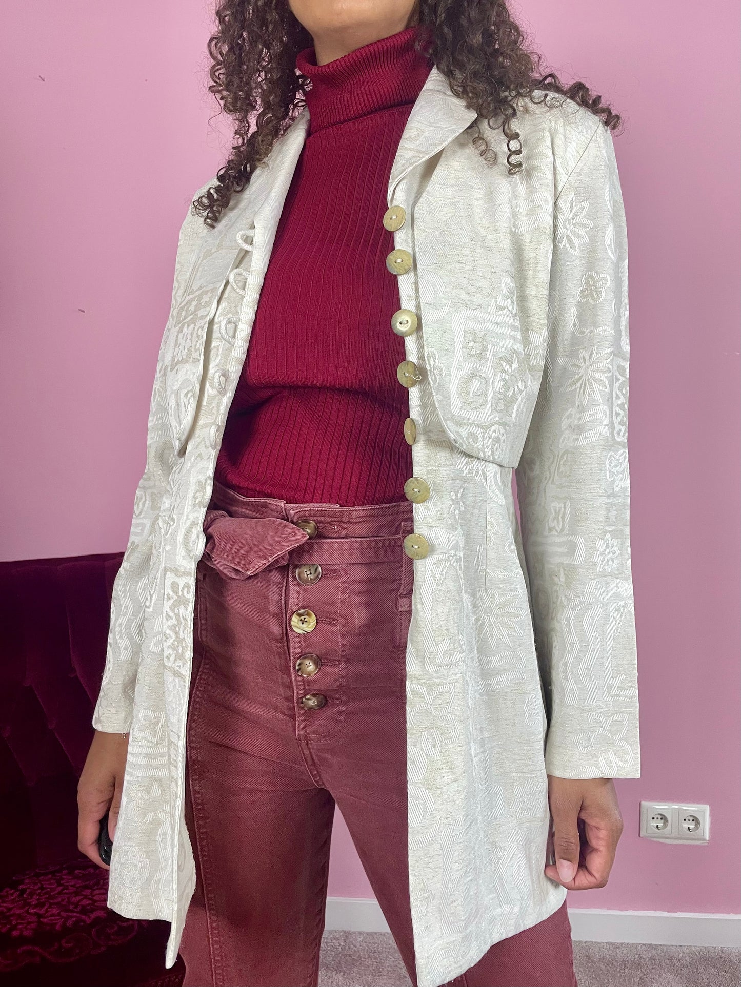 Vintage jaquard floral blazer