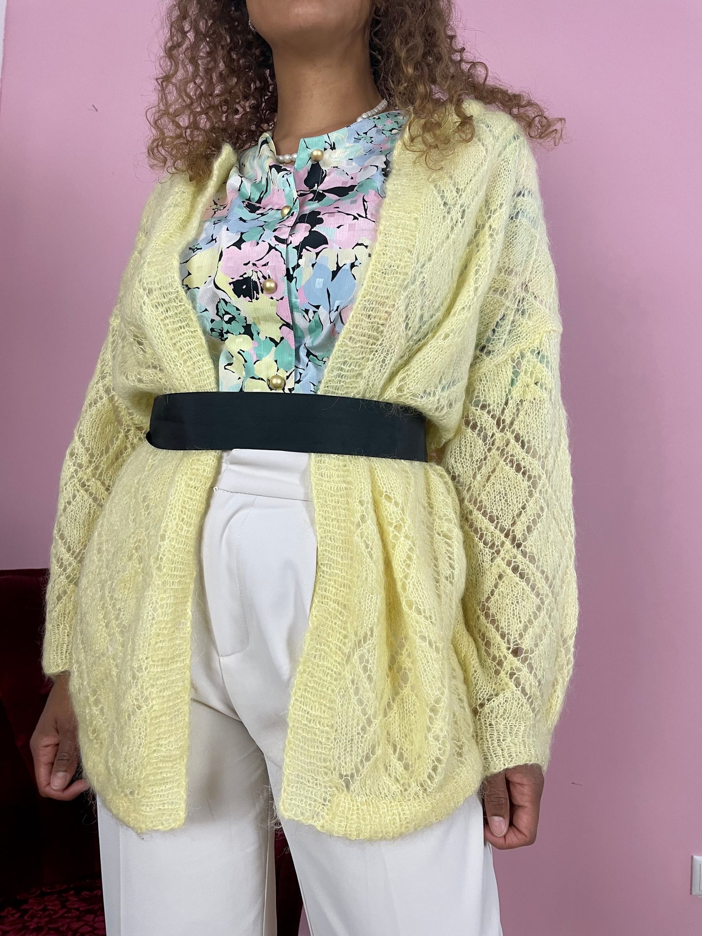 Vintage pastel geel vest