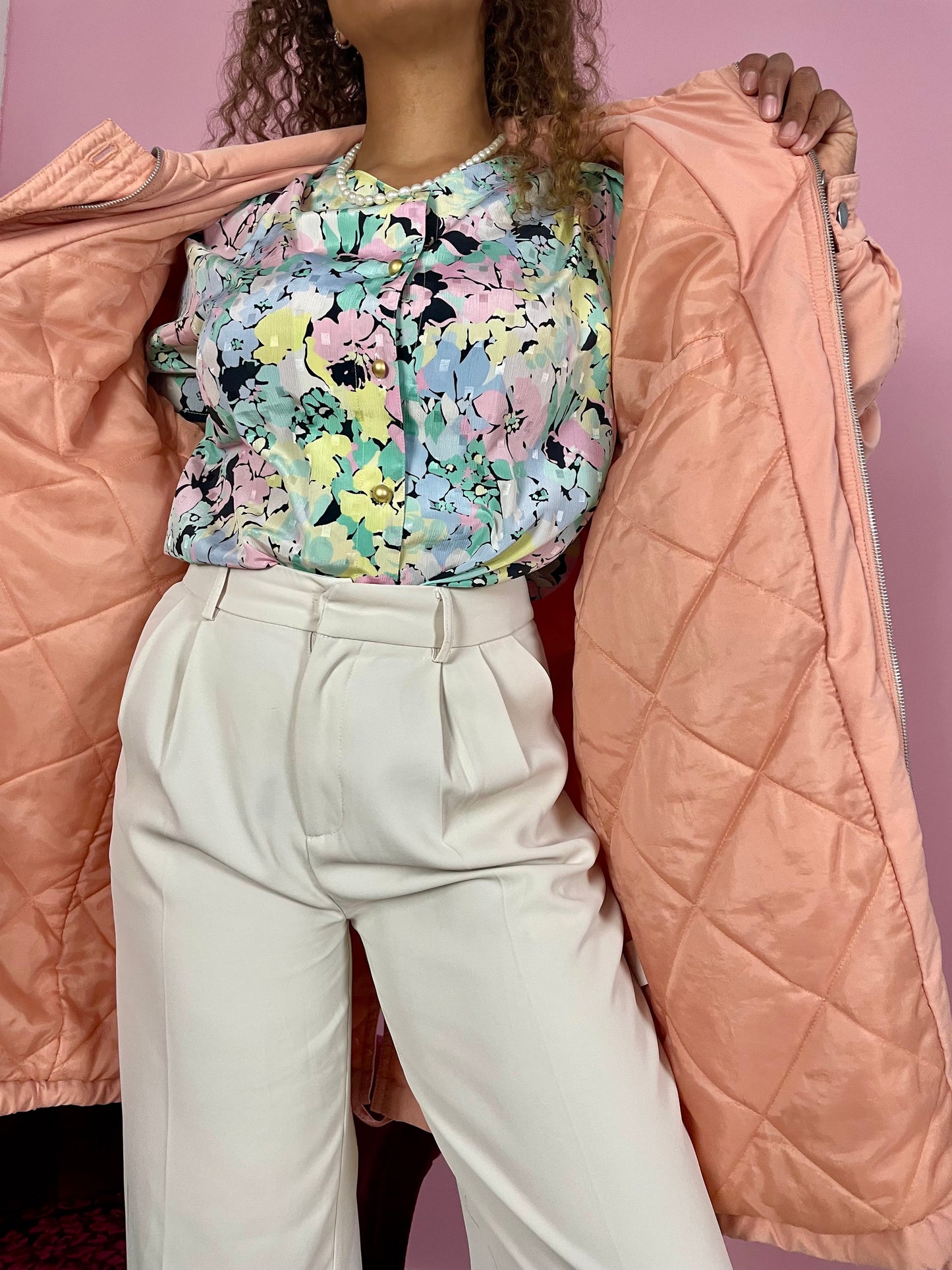 Vintage zalmroze parka
