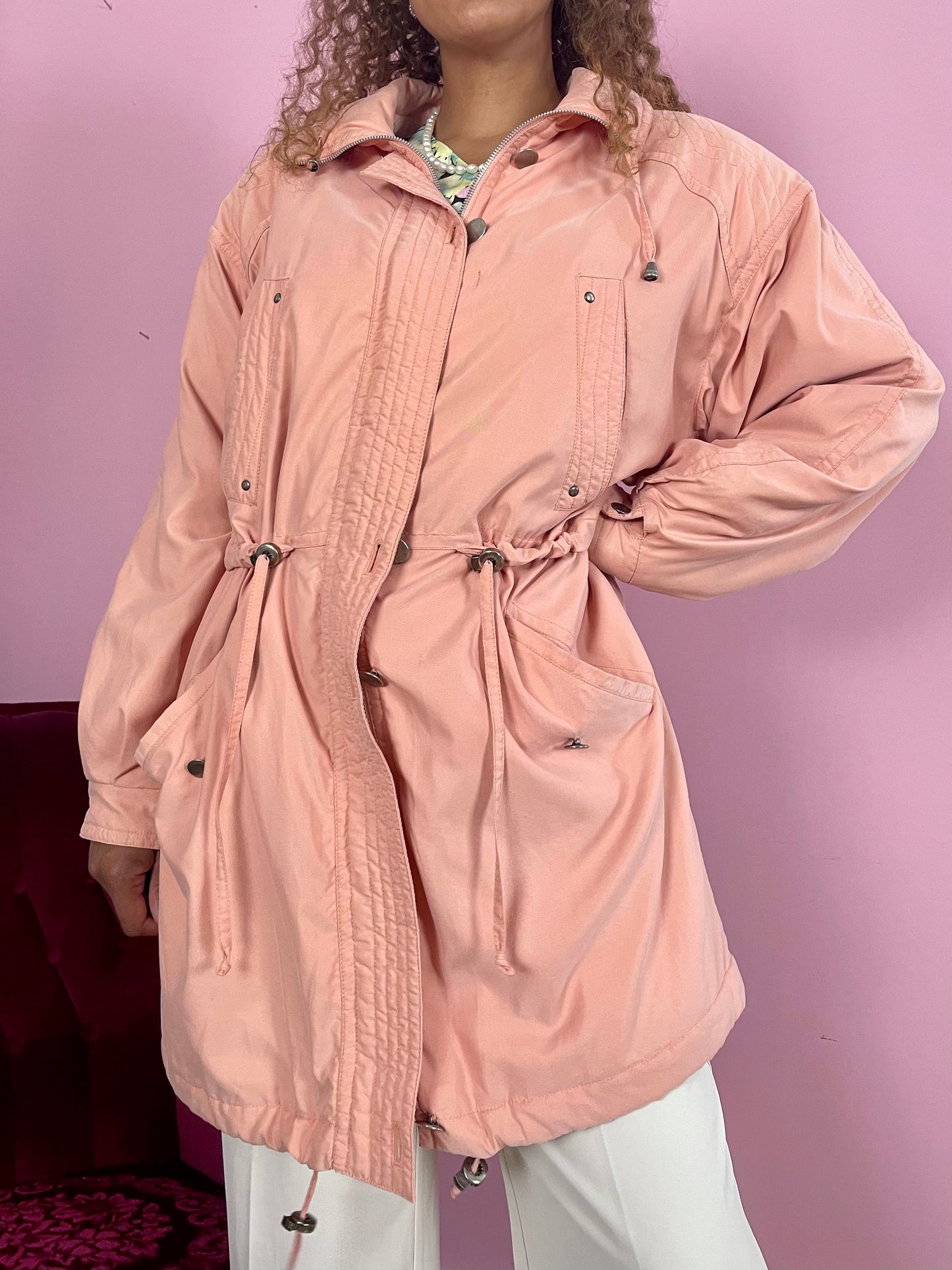 Vintage zalmroze parka
