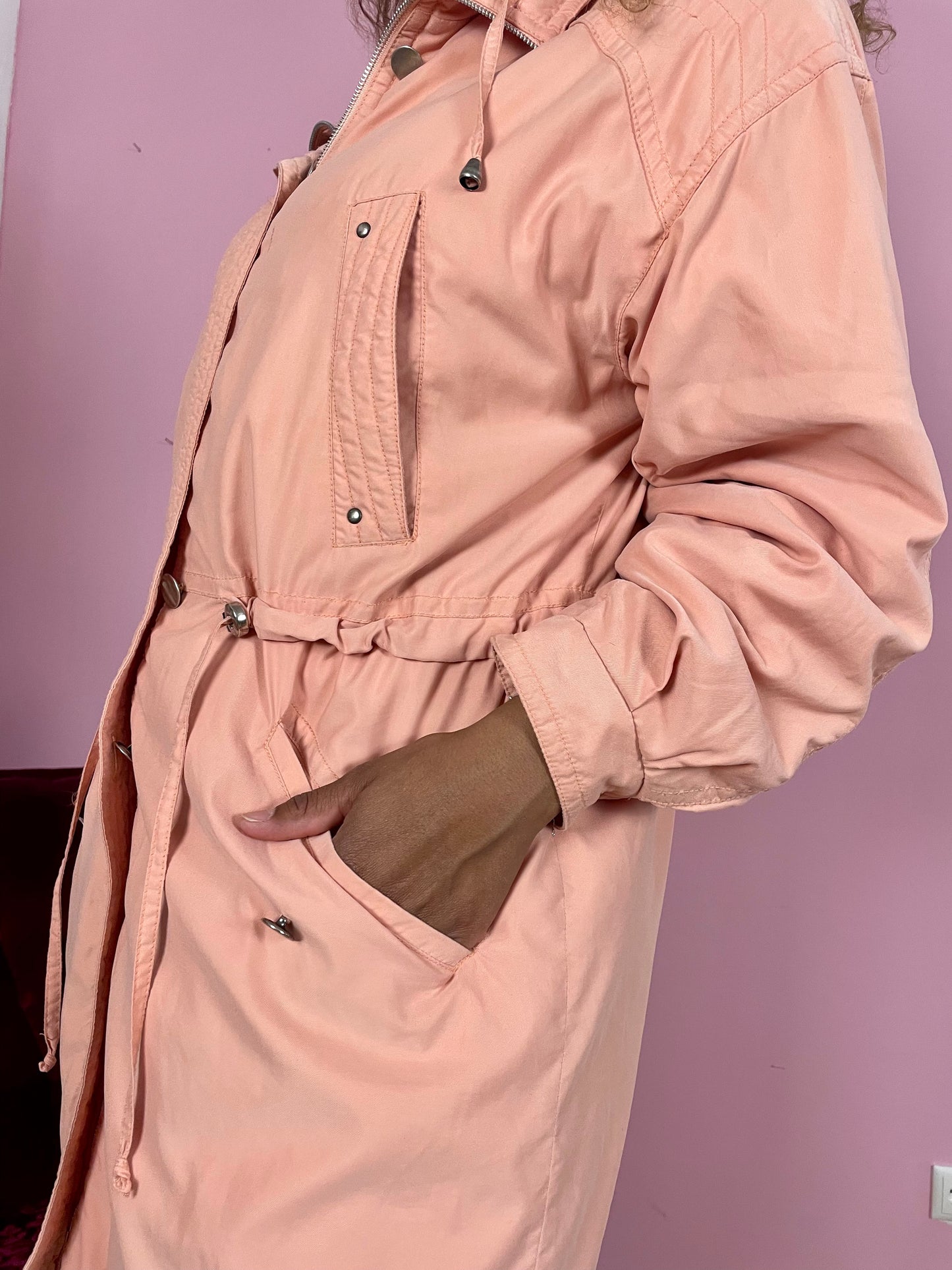 Vintage zalmroze parka