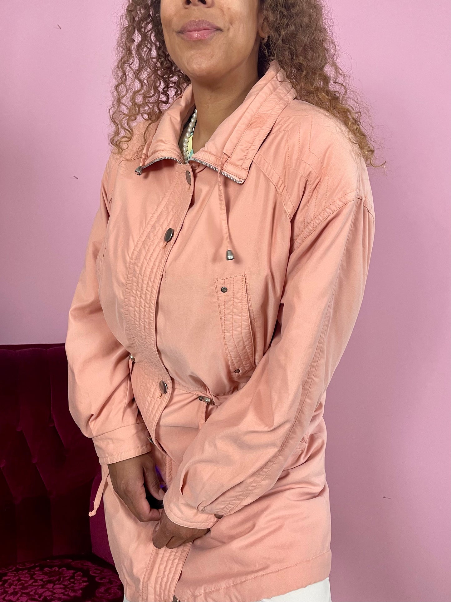 Vintage zalmroze parka