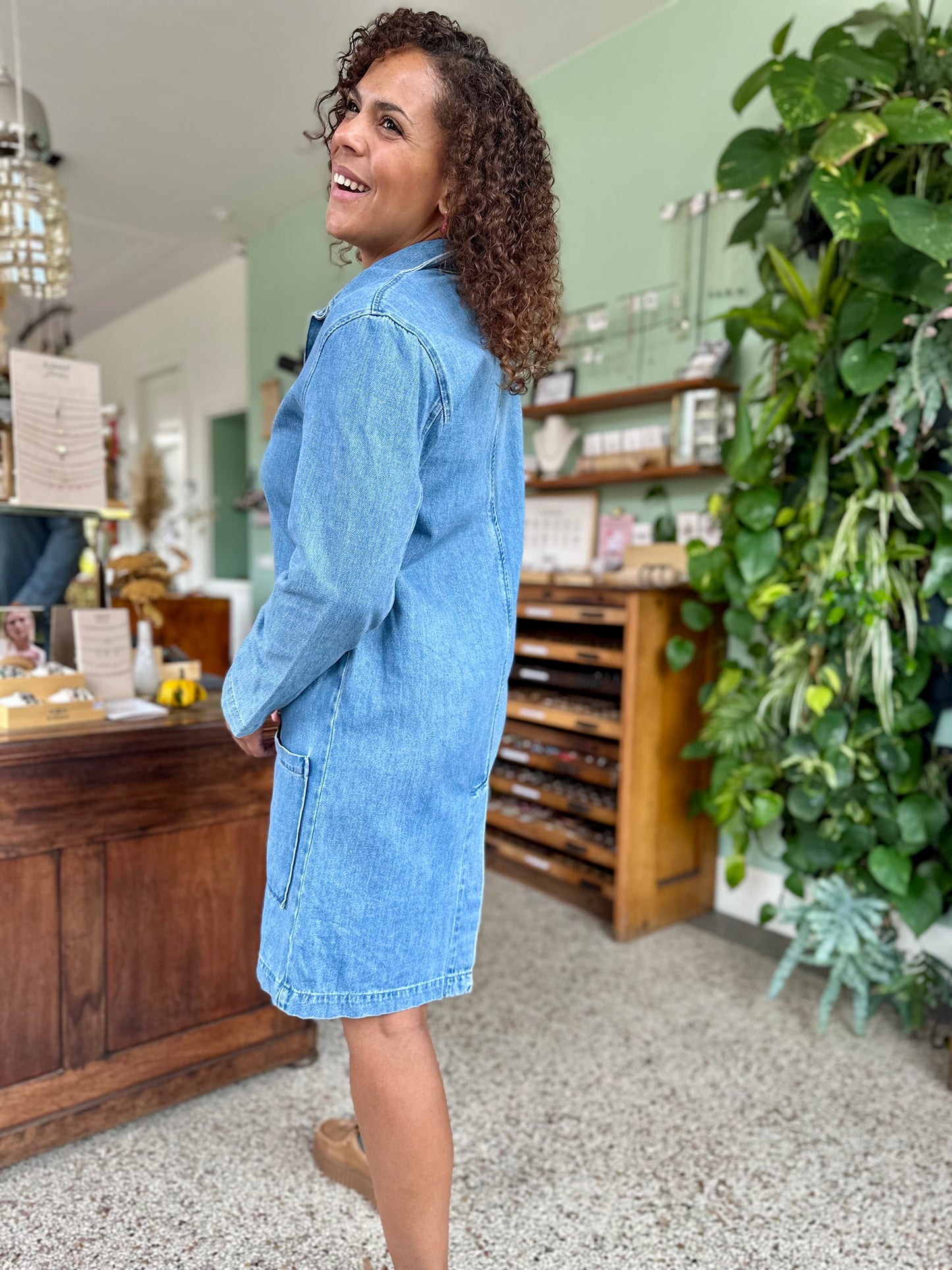 Vintage denim mini jurk - M/L